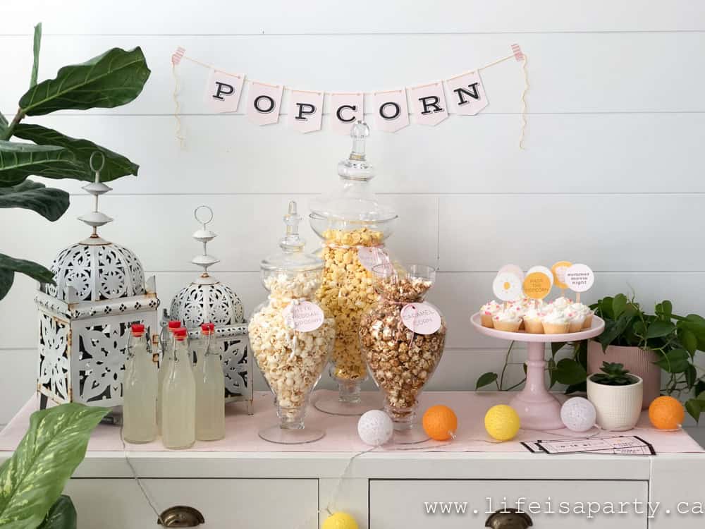 movie night snack table