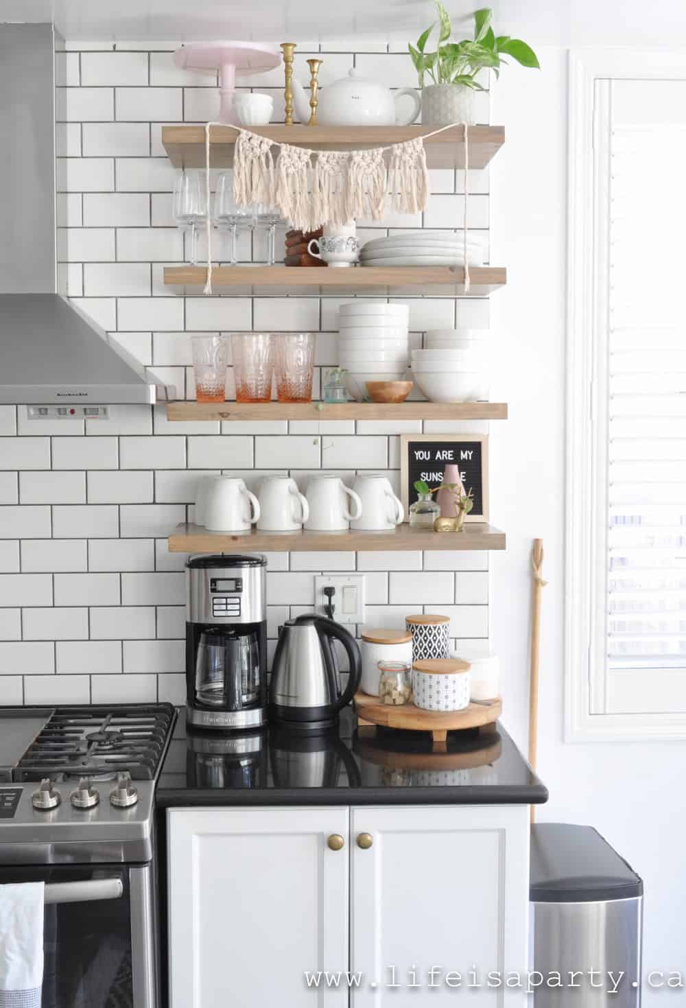 boho open shelves