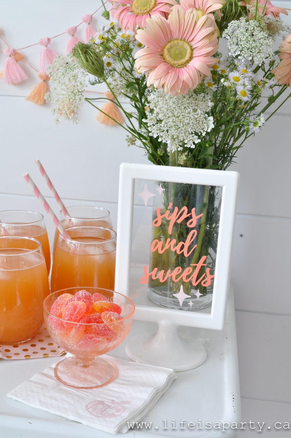 DIY acrylic sips and sweets sign