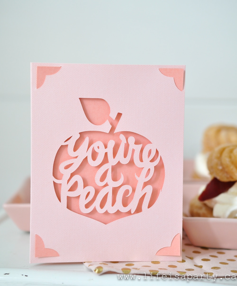 DIY peach party invitations cards