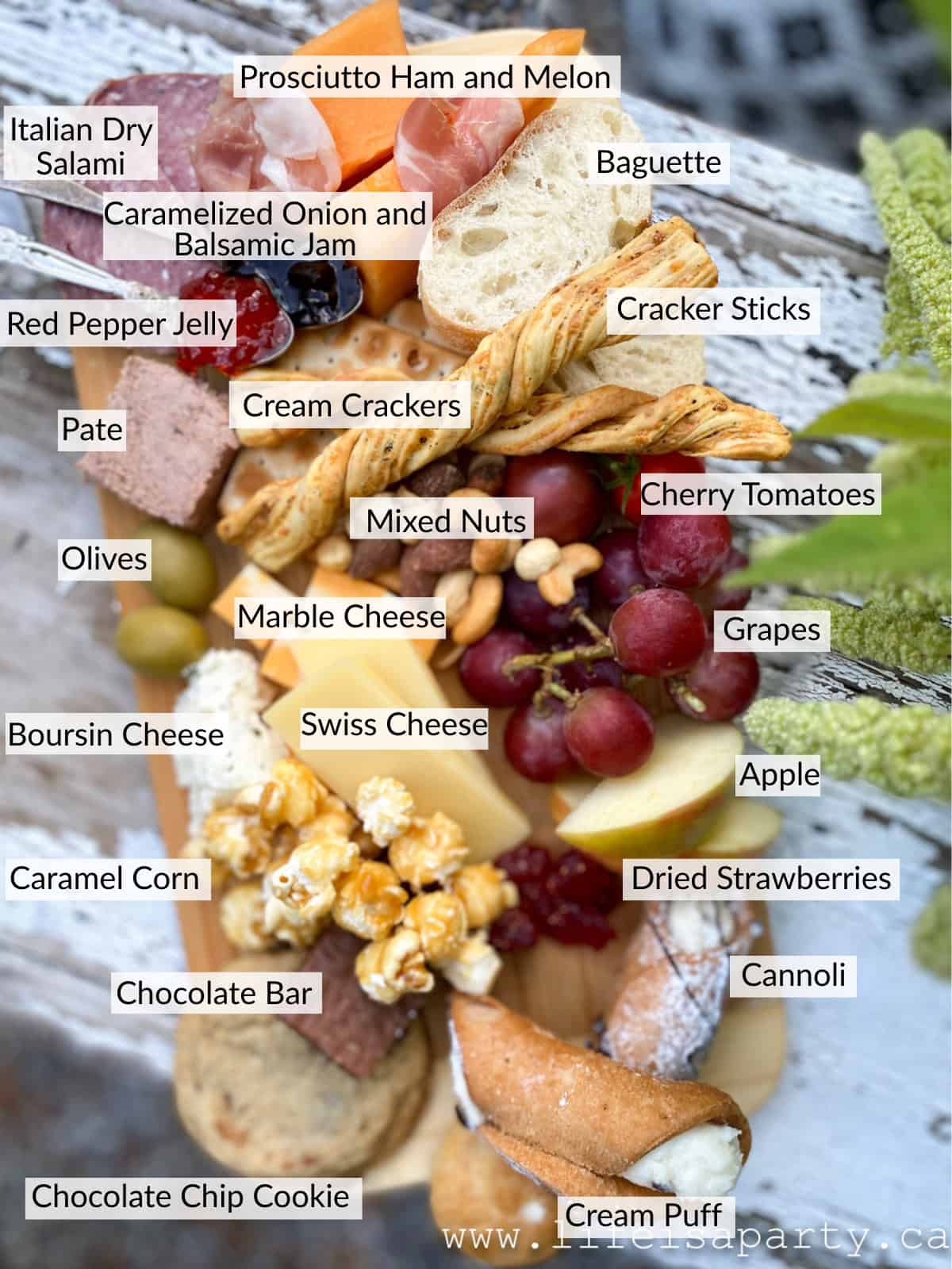 Individual Charcuterie Board Ingredients