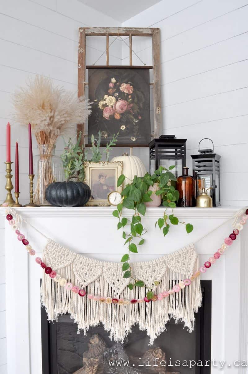 Boho Fall Mantel Decor Ideas - Life is a Party