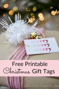 Free Printable Pink Christmas Gift Tag - Life is a Party