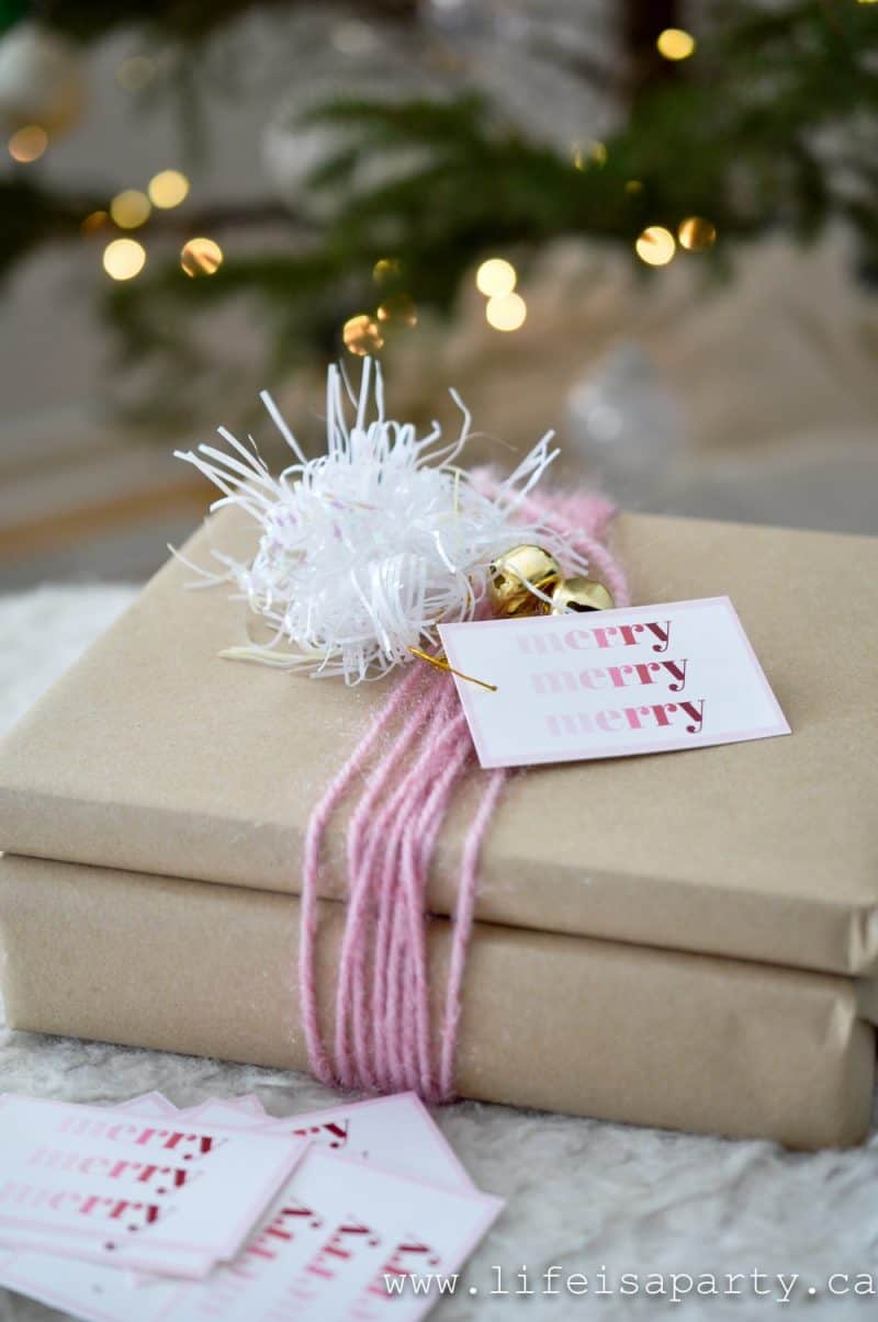 Free Printable Pink Christmas Gift Tag - Life is a Party