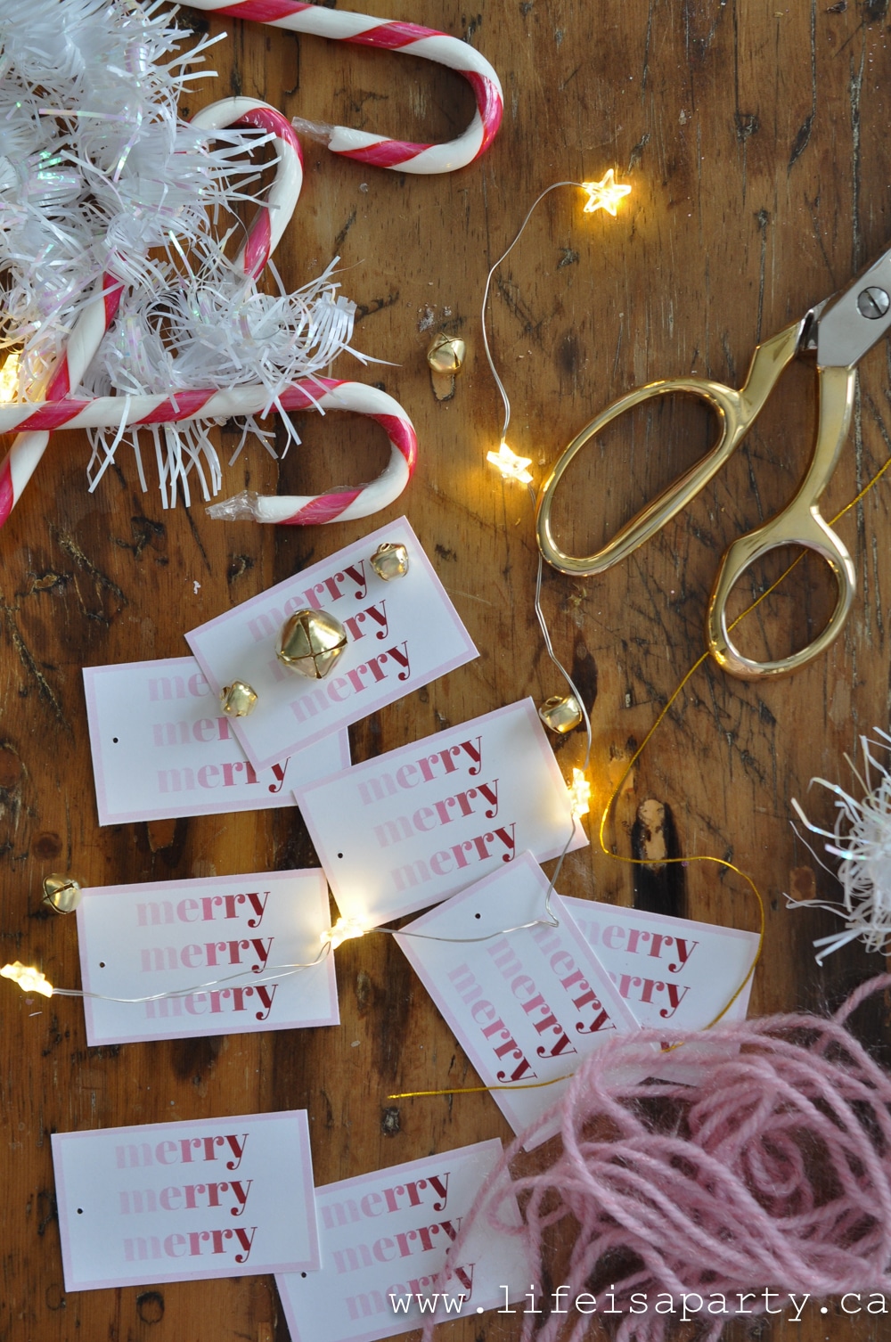 pink Christmas gift tags