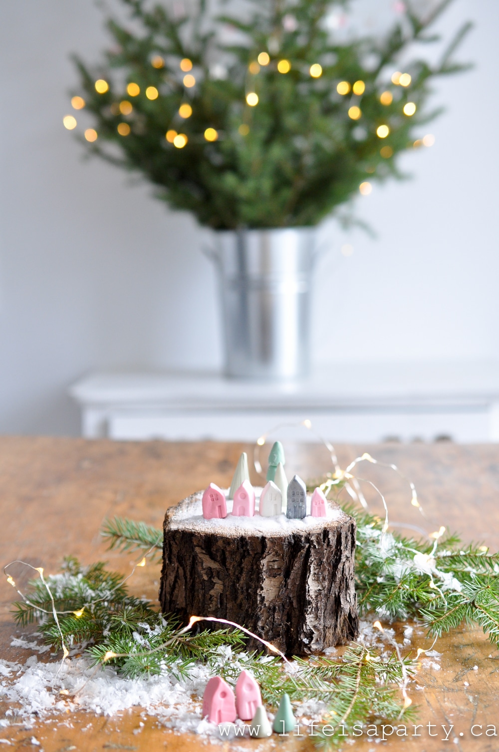 miniature polymer clay Christmas houses