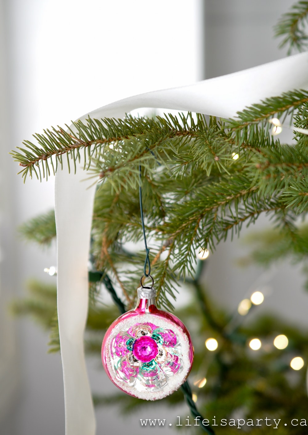 vintage pink Christmas ornament
