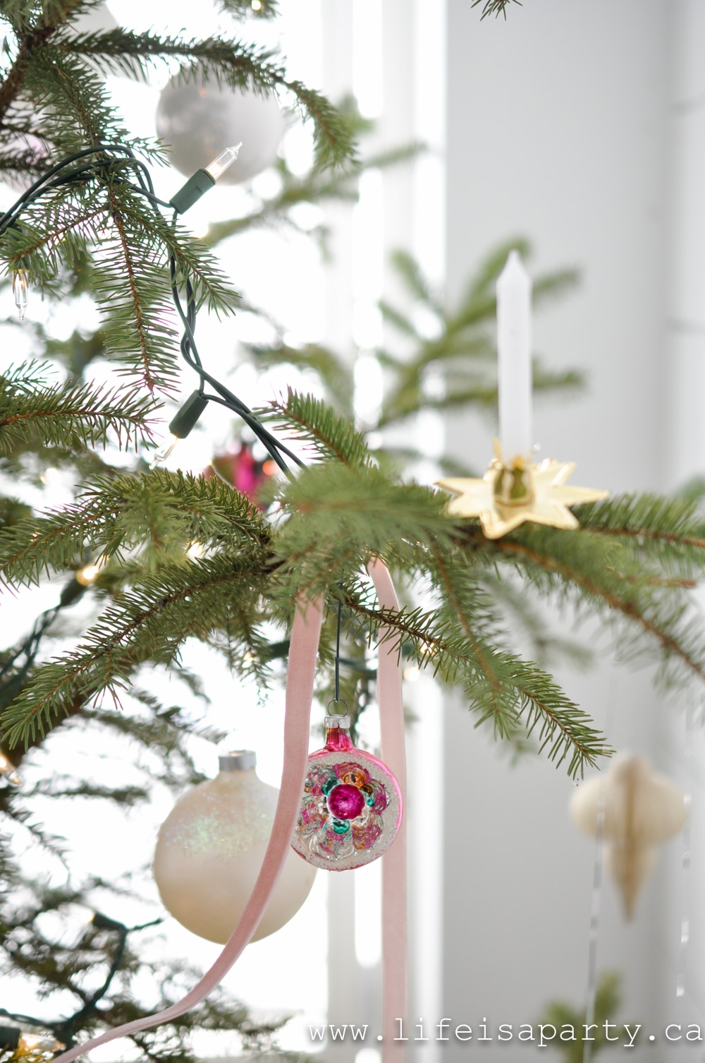 vintage pink Christmas ornament
