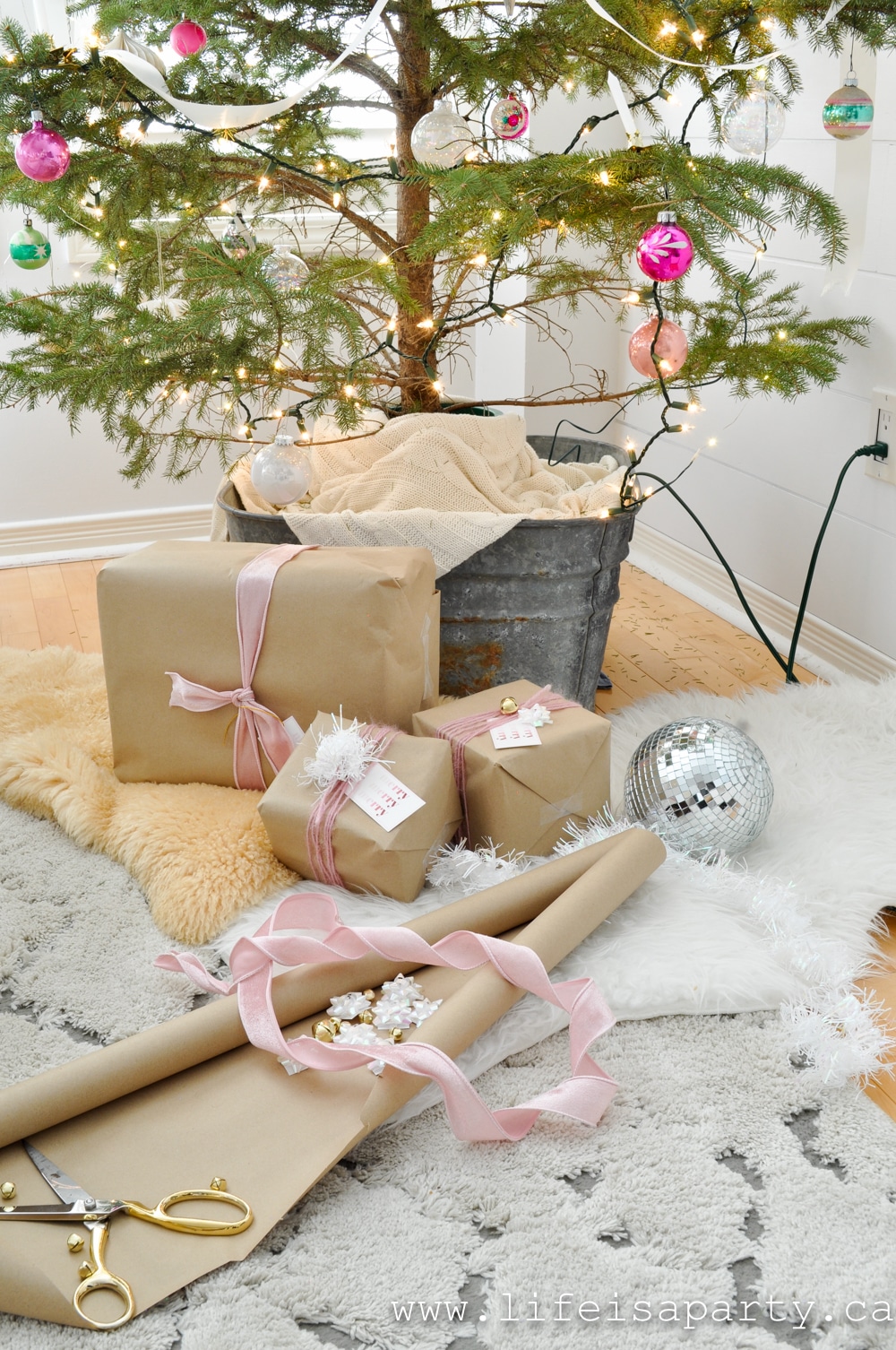 Christmas tree with pink decor