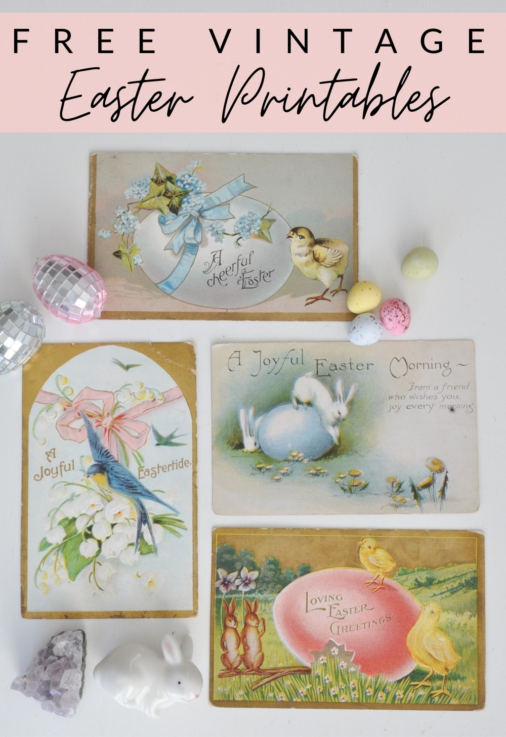 Free Vintage Easter Printables: these antique Easter postcards are available as a free download, to print and enjoy for decor, and crafting.