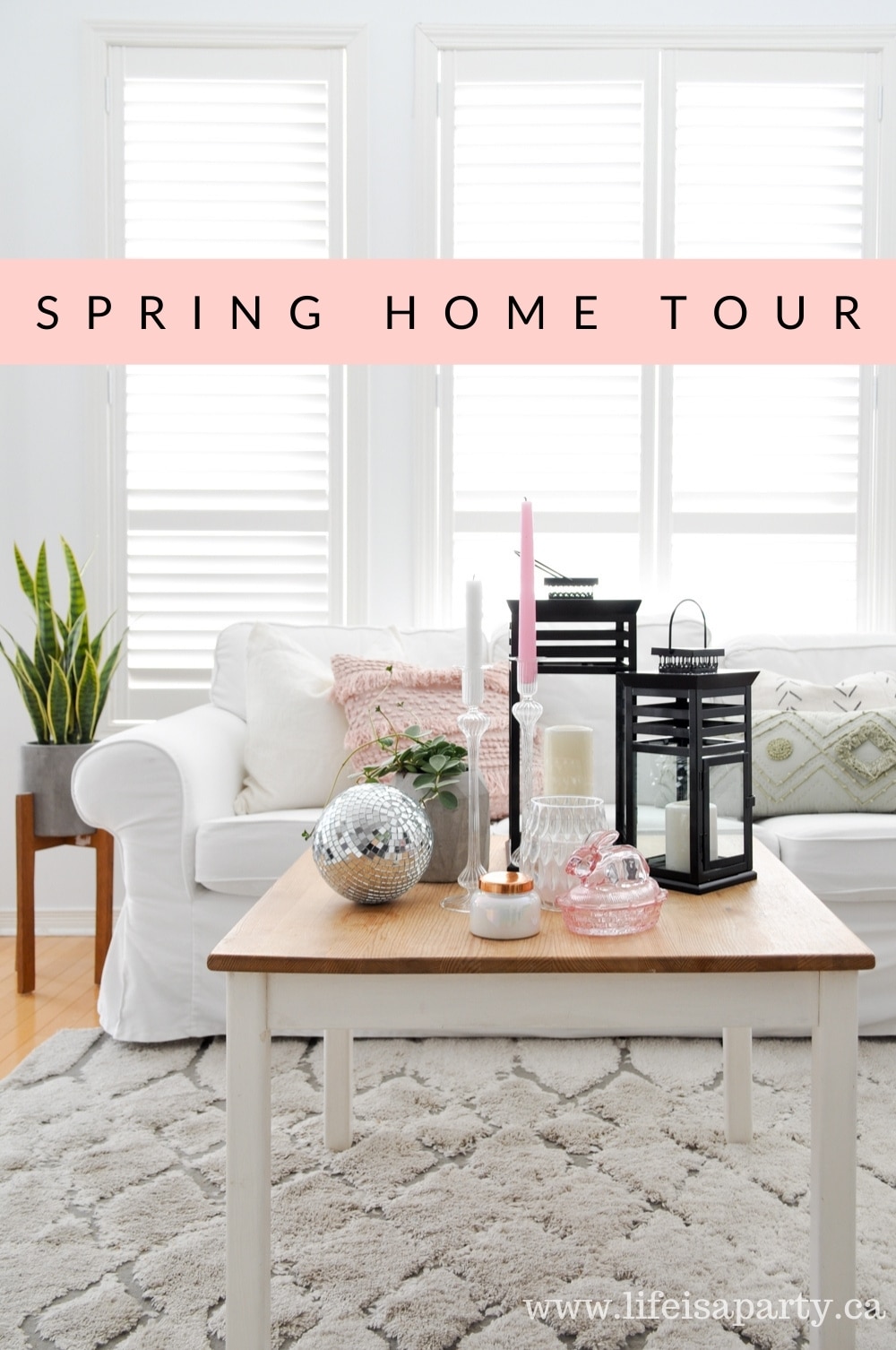 Spring Decorating Ideas Home Tour: lots of plants, and touches of pastel, boho macrame and iridescent touches for spring.