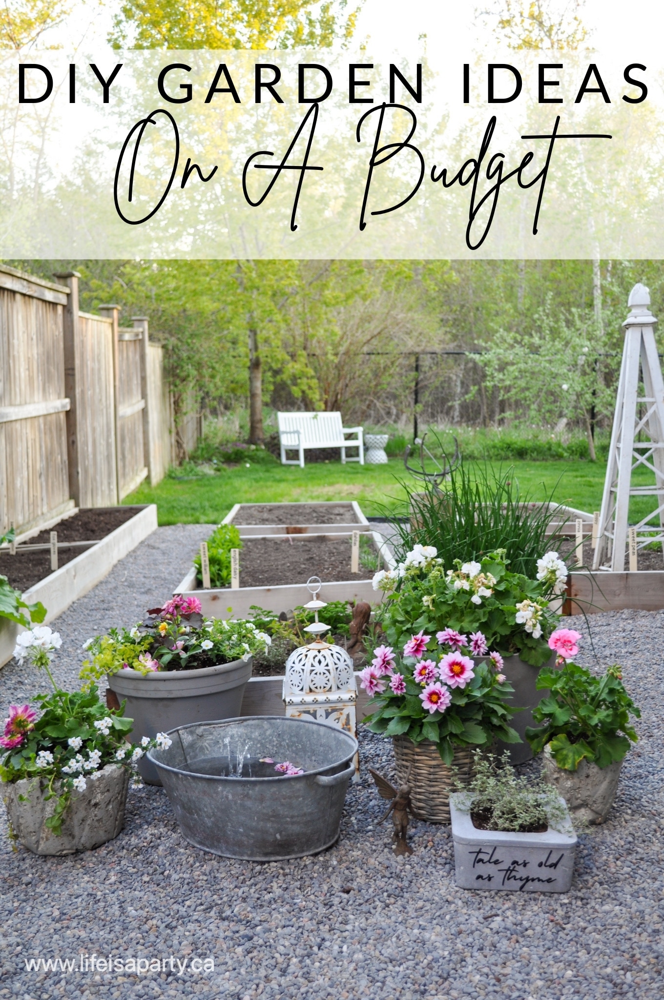 DIY Garden Ideas On A Budget -decorate your outdoor spaces on a budget with these easy and inexpensive project ideas using your Cricut.
