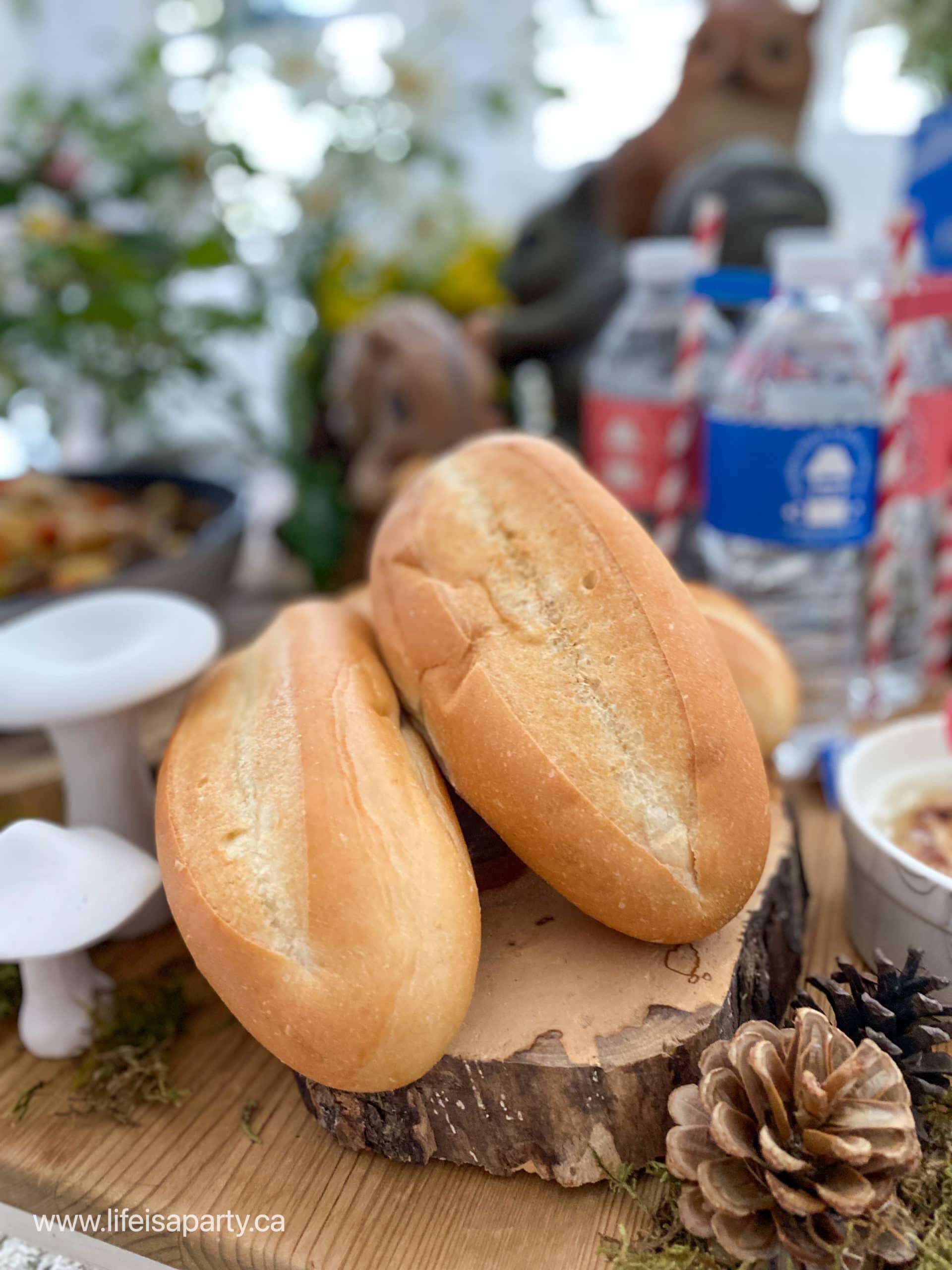 Snow White inspired dinner of soup and bread rolls.