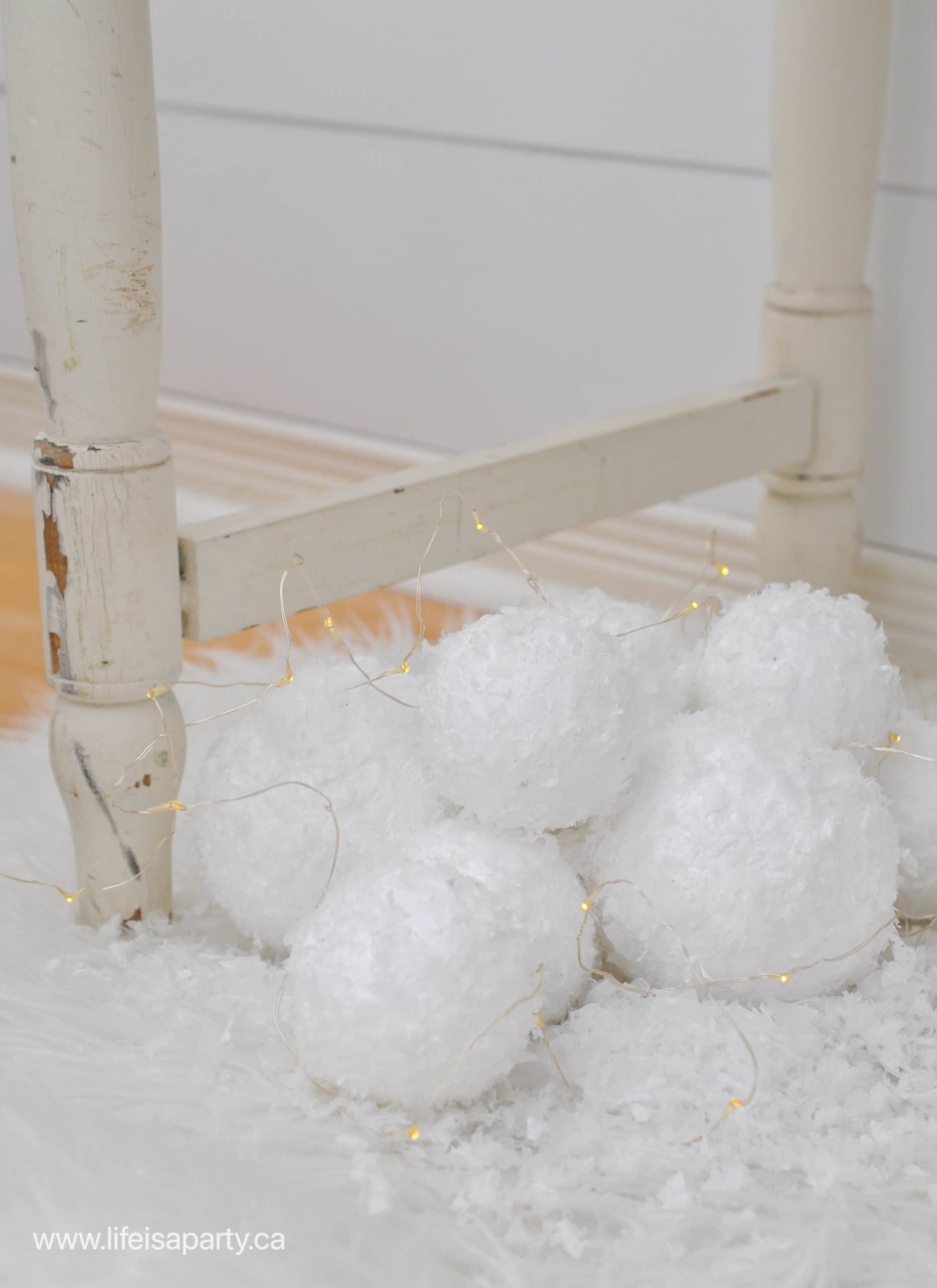 DIY faux snowballs