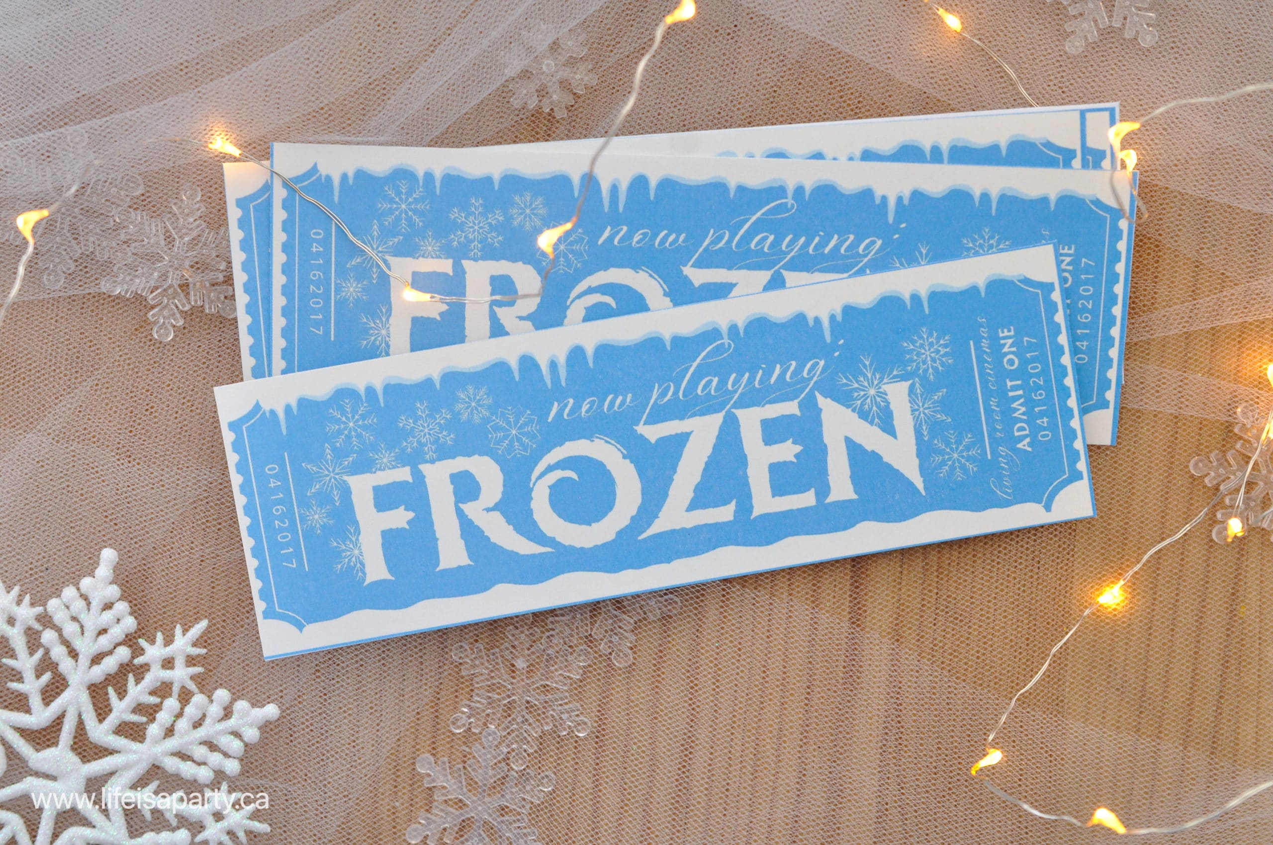 printable Frozen movie ticket invitations