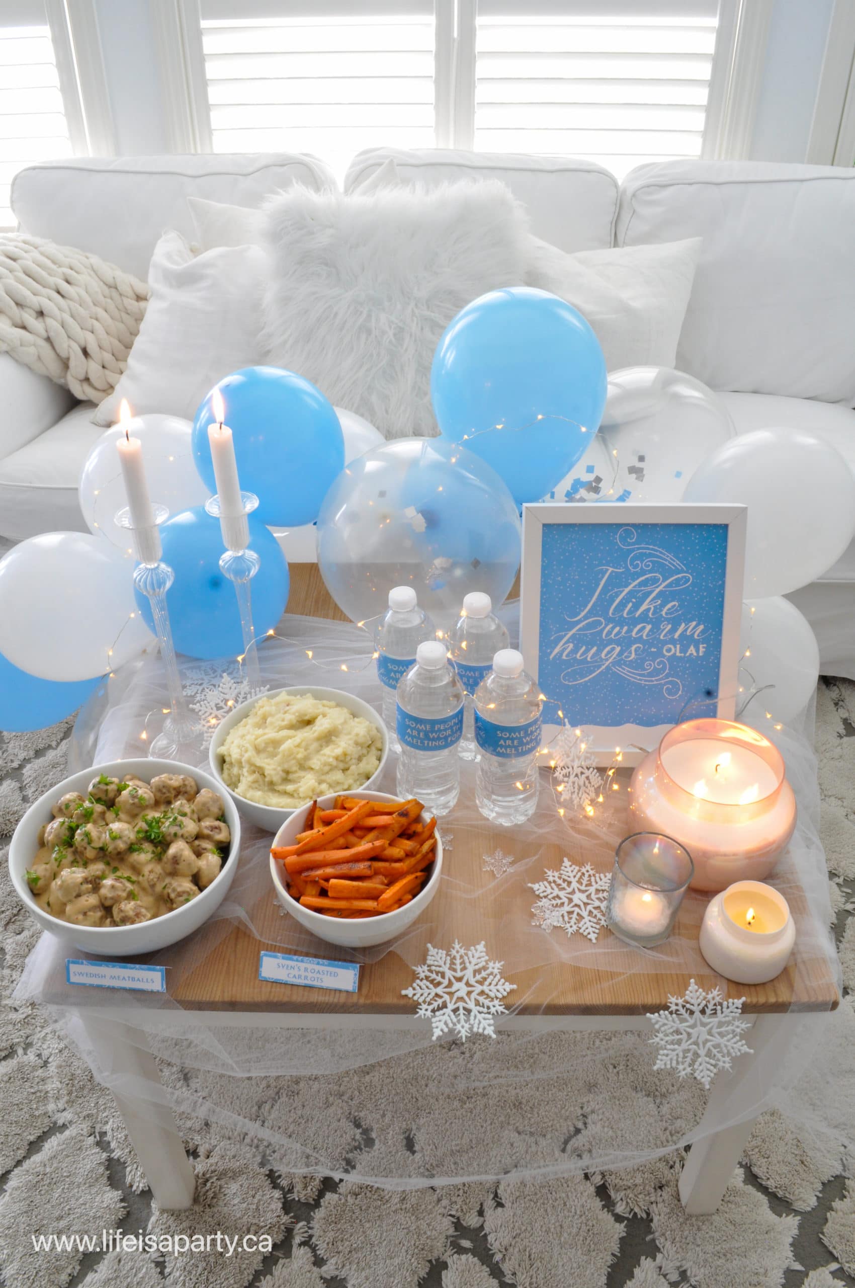 frozen themed dinner and movie night