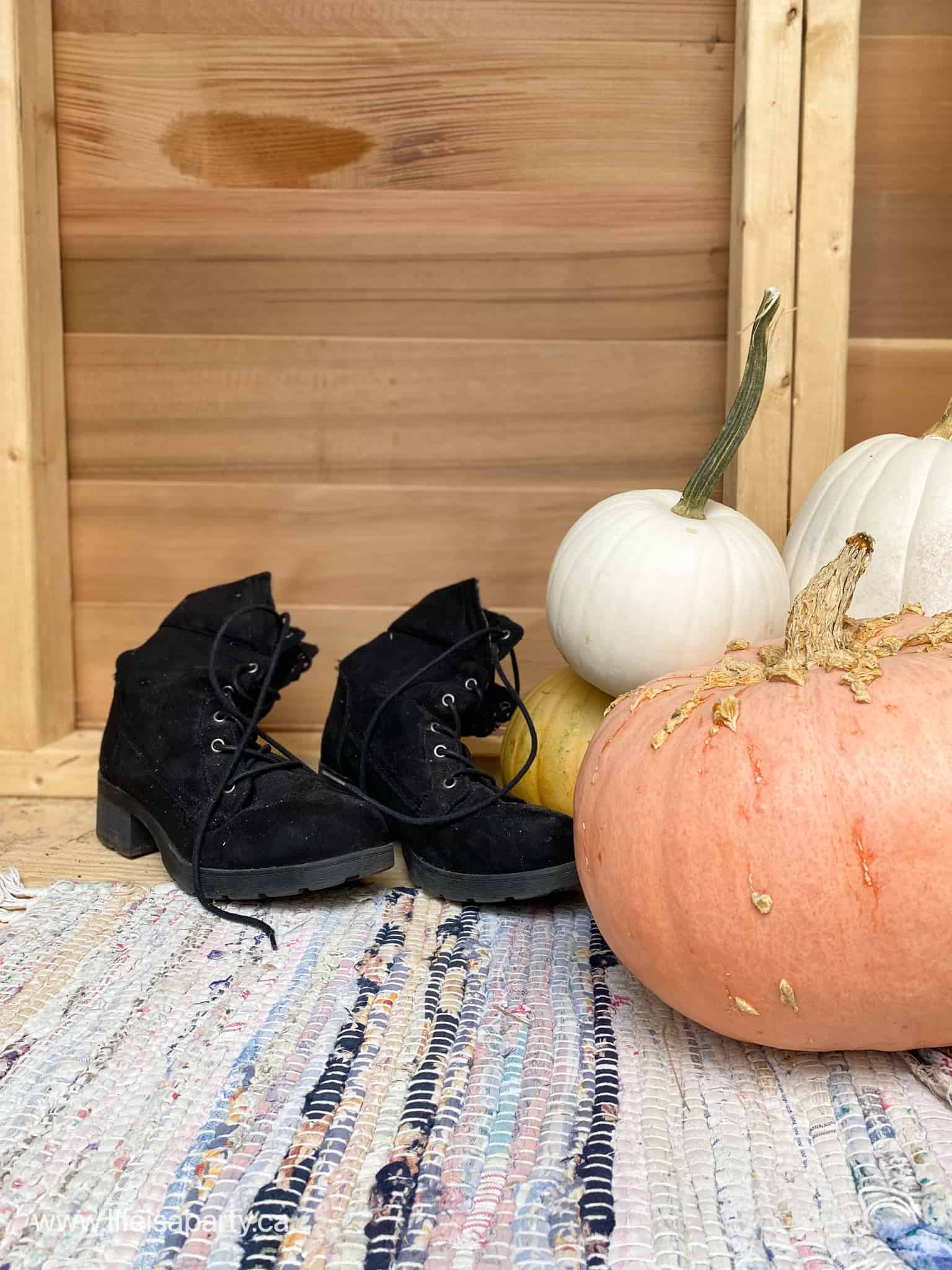witch shoes and pumpkins