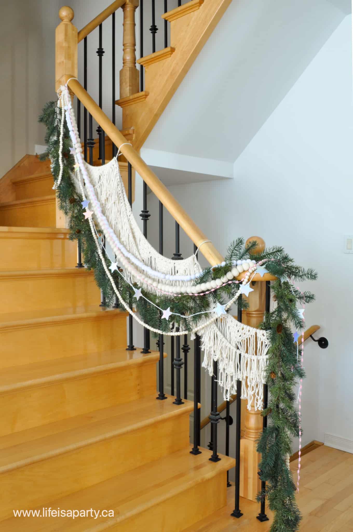 Christmas stair garland ideas