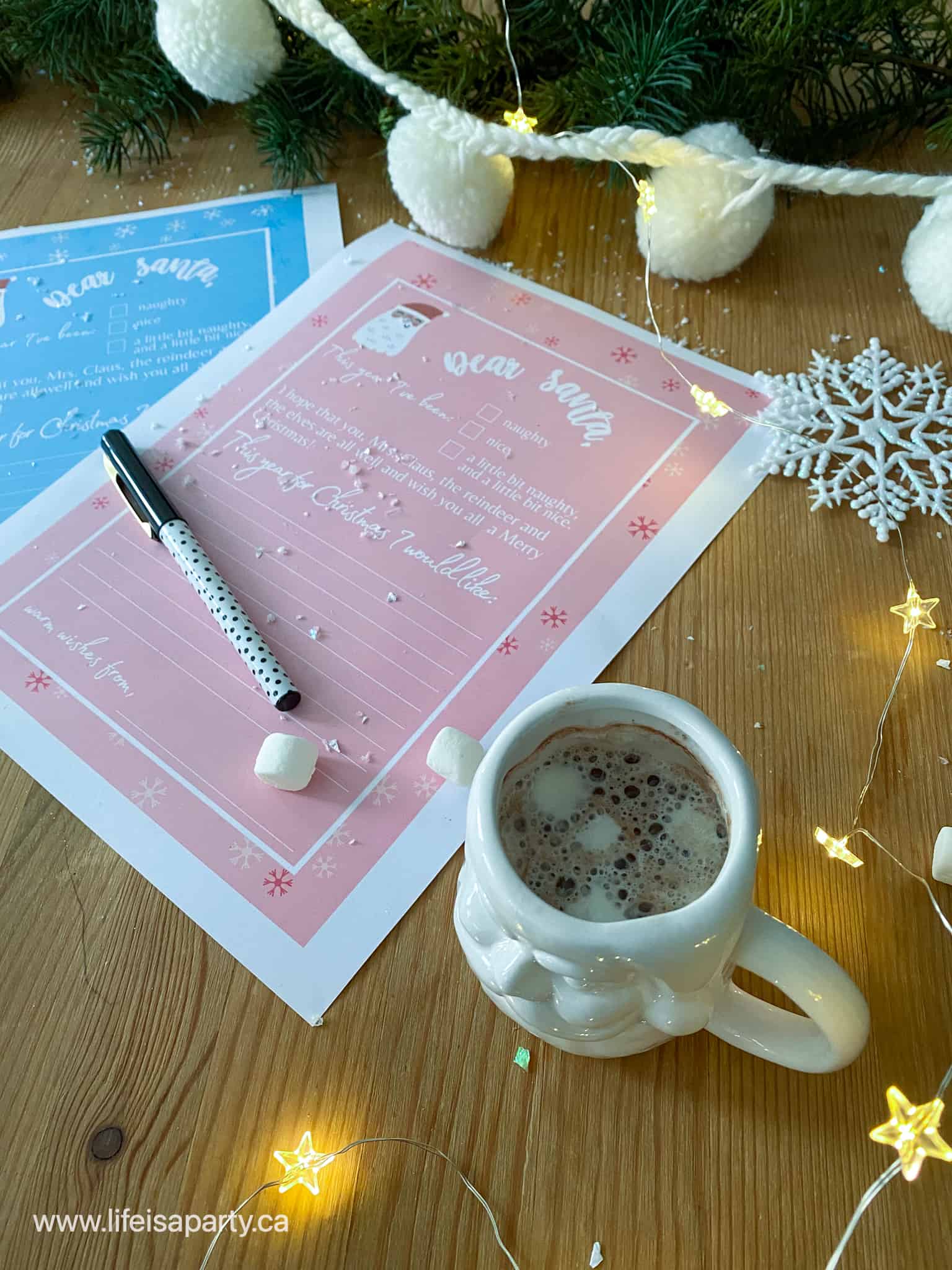 pink and blue free letter to Santa printables
