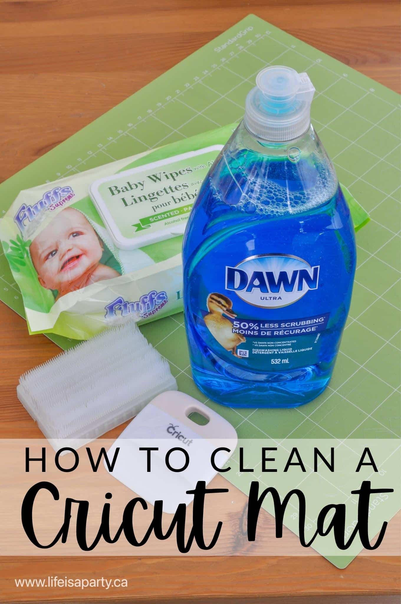 How To Clean A Cricut Mat: tips and tricks to extend your mat life by cleaning with baby wipes, and dish soap cleaning.