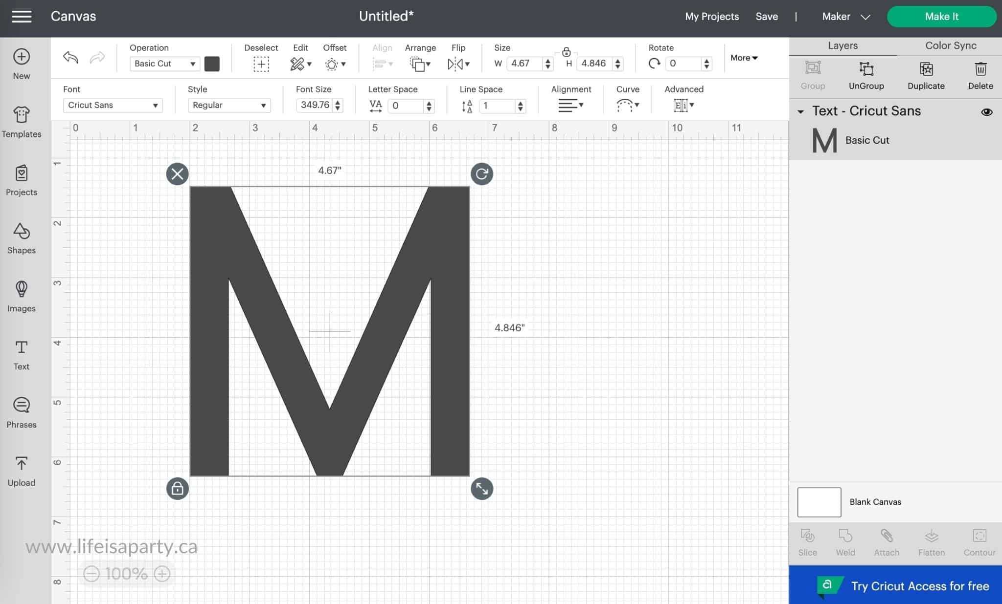 how to make split monogram with slice in Cricut