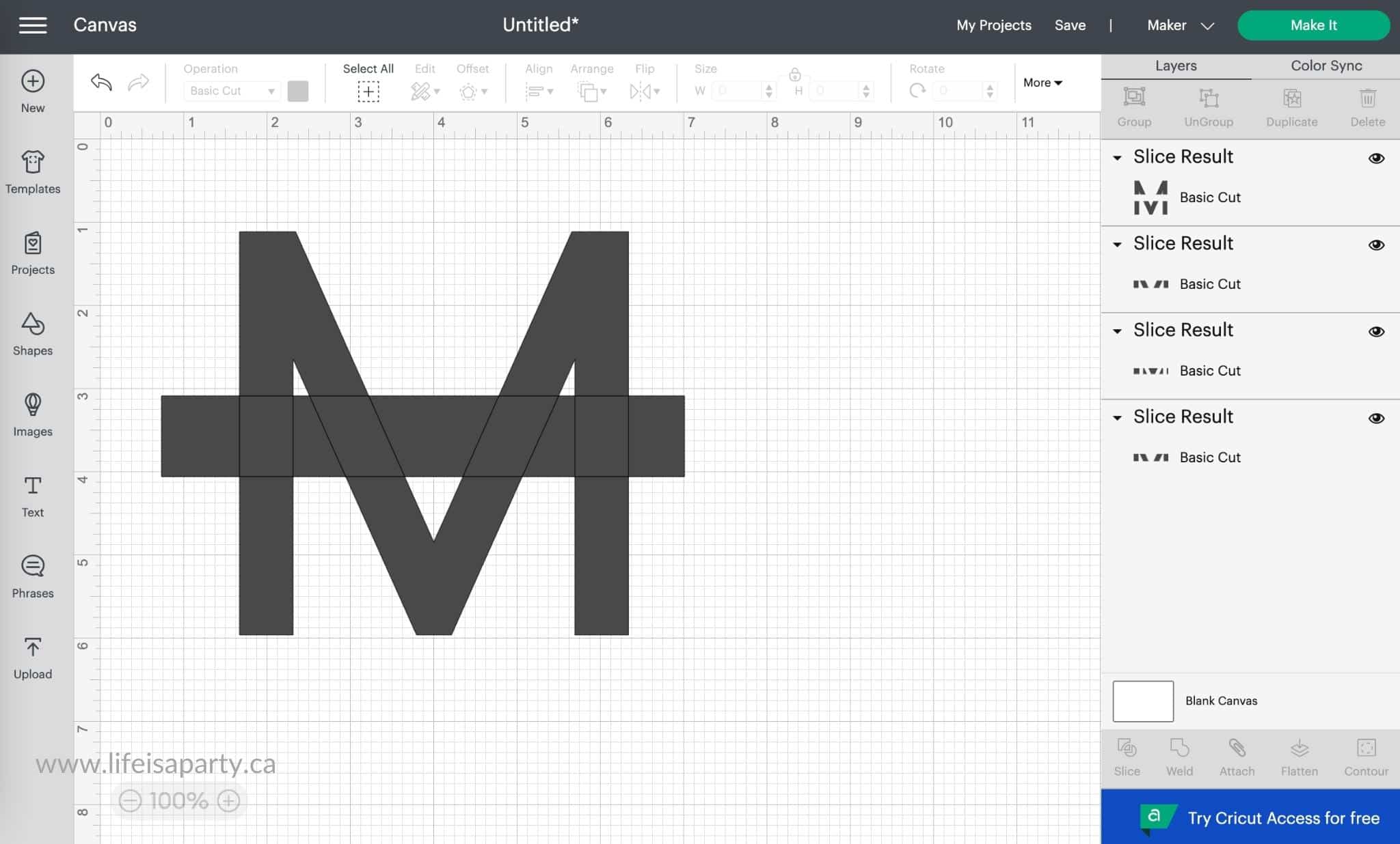 how to make a split monogram in Cricut