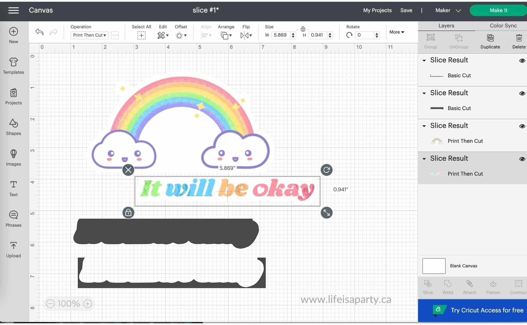 how does slice work in Cricut