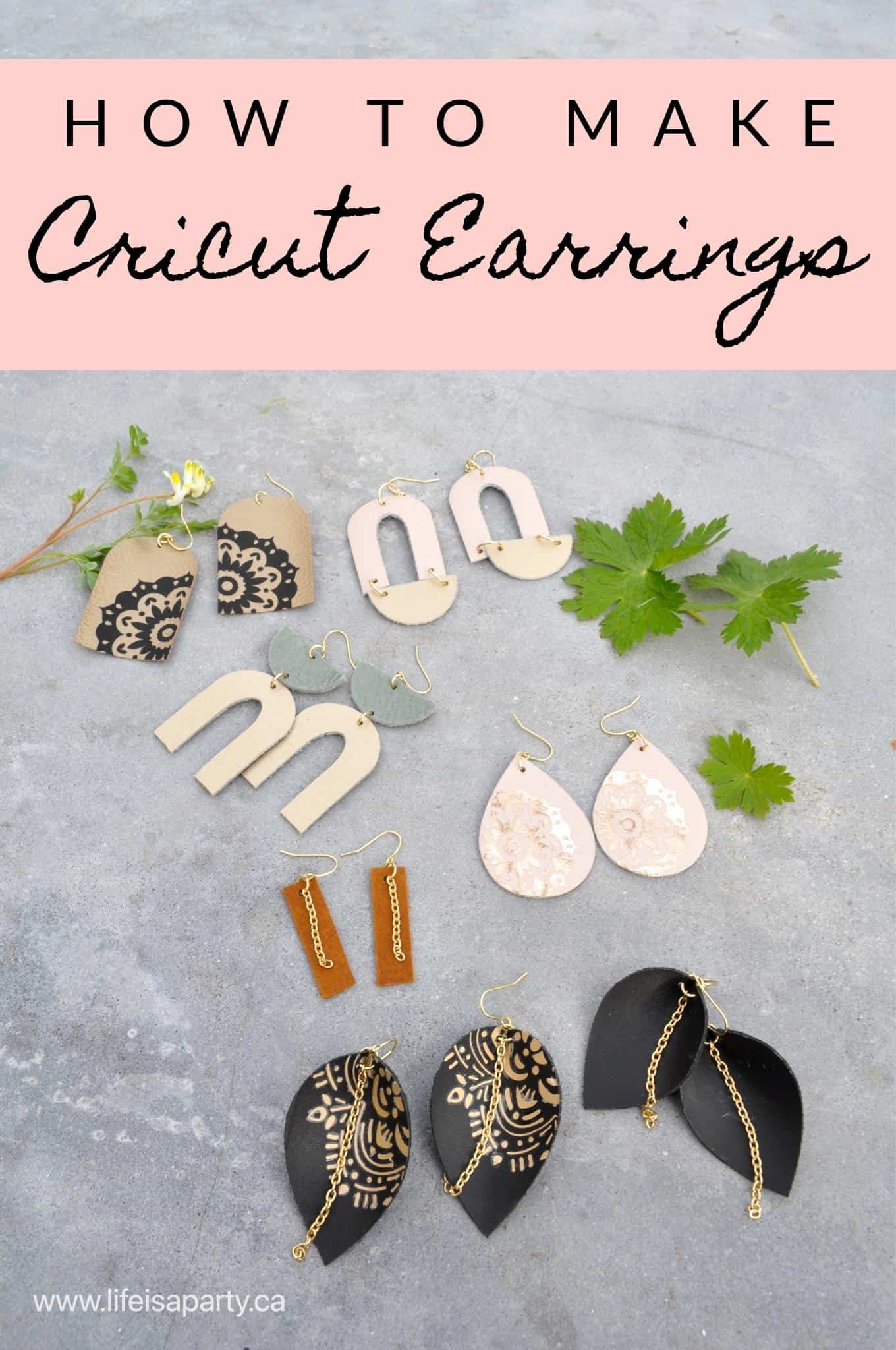 How To Make Earrings With A Cricut: design leather & faux-leather earrings in Cricut Design Space, add iron-on vinyl.