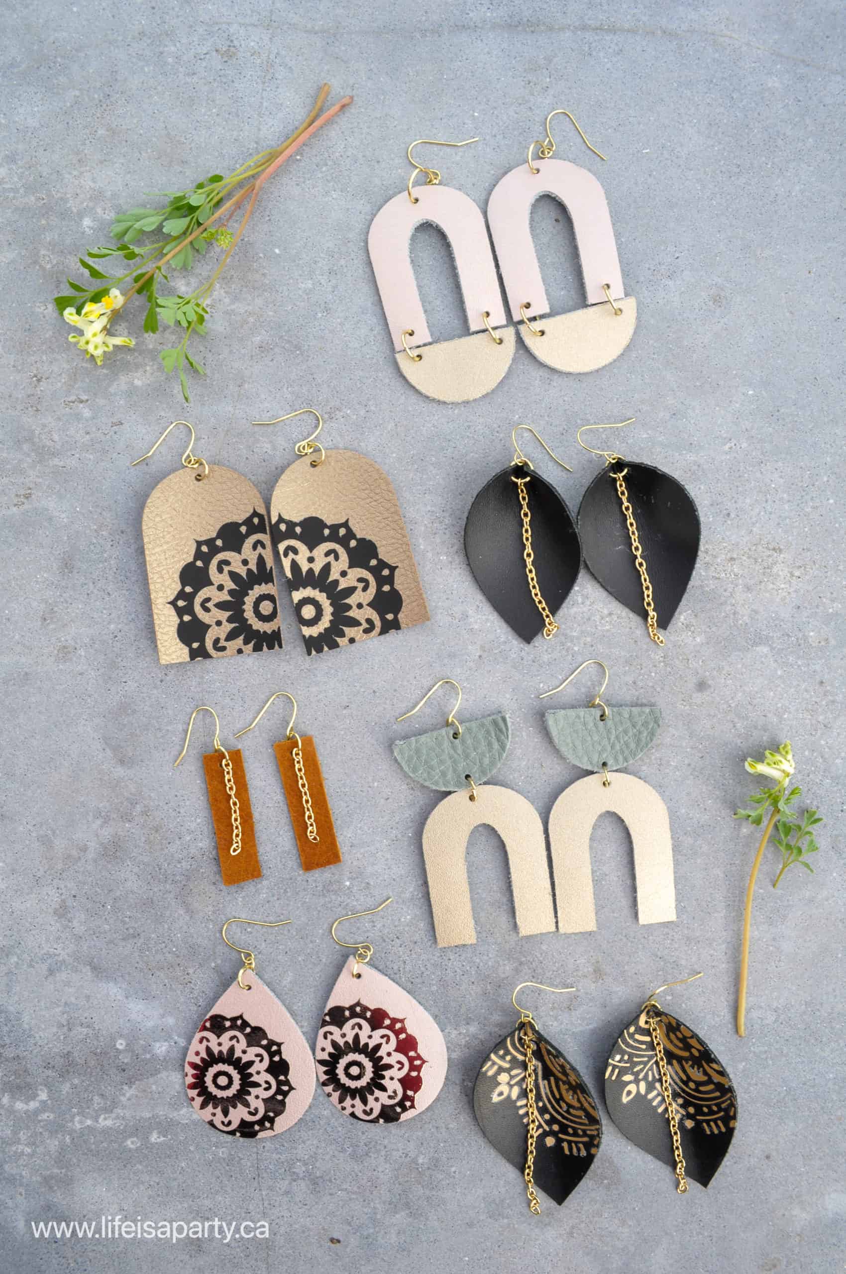 how to make leather earrings with Cricut machine