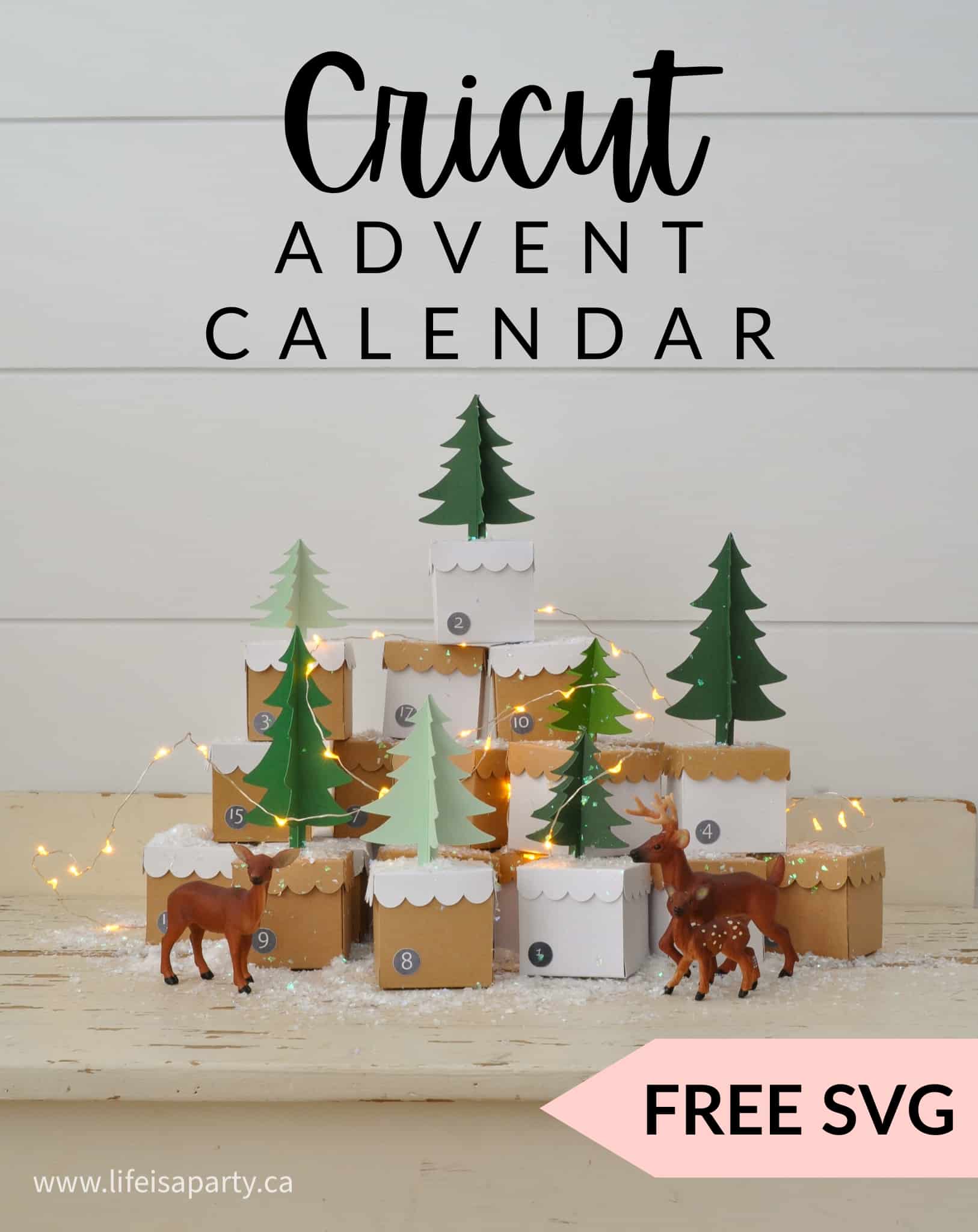 Cricut Advent Calendar: free SVG cut file to create a reusable paper box advent calendar to fill with treats, activities, or gifts.