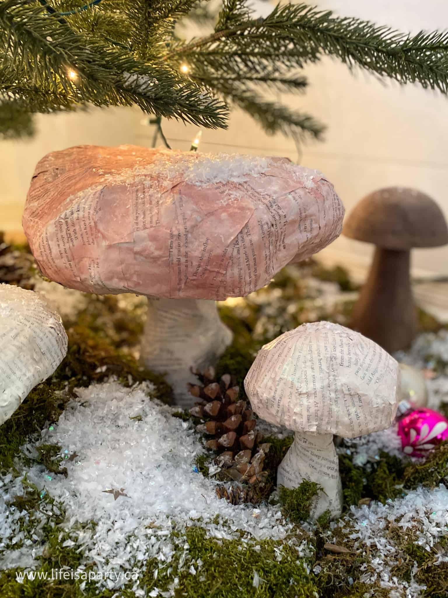 DIY paper mache mushrooms