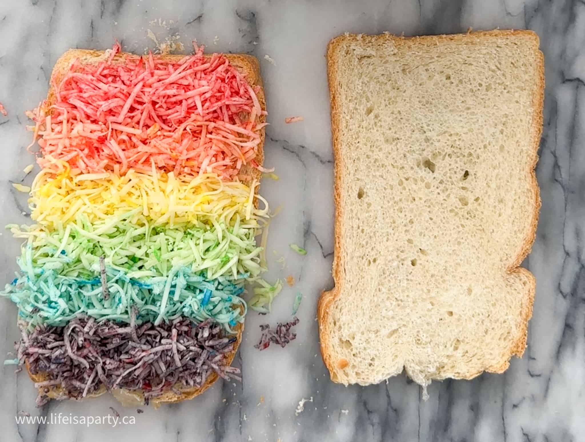 how to make a rainbow grilled cheese