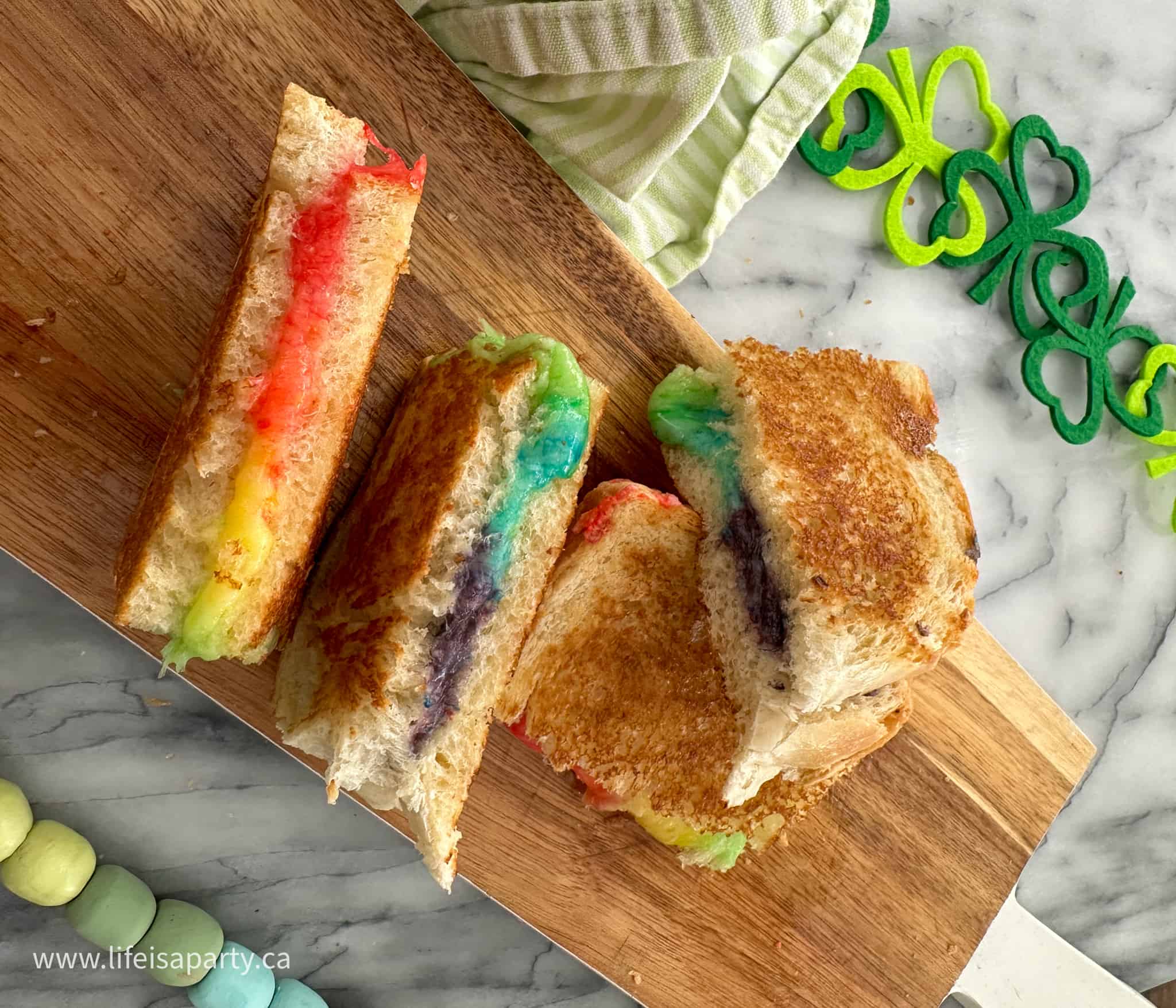 homemade rainbow grilled cheese