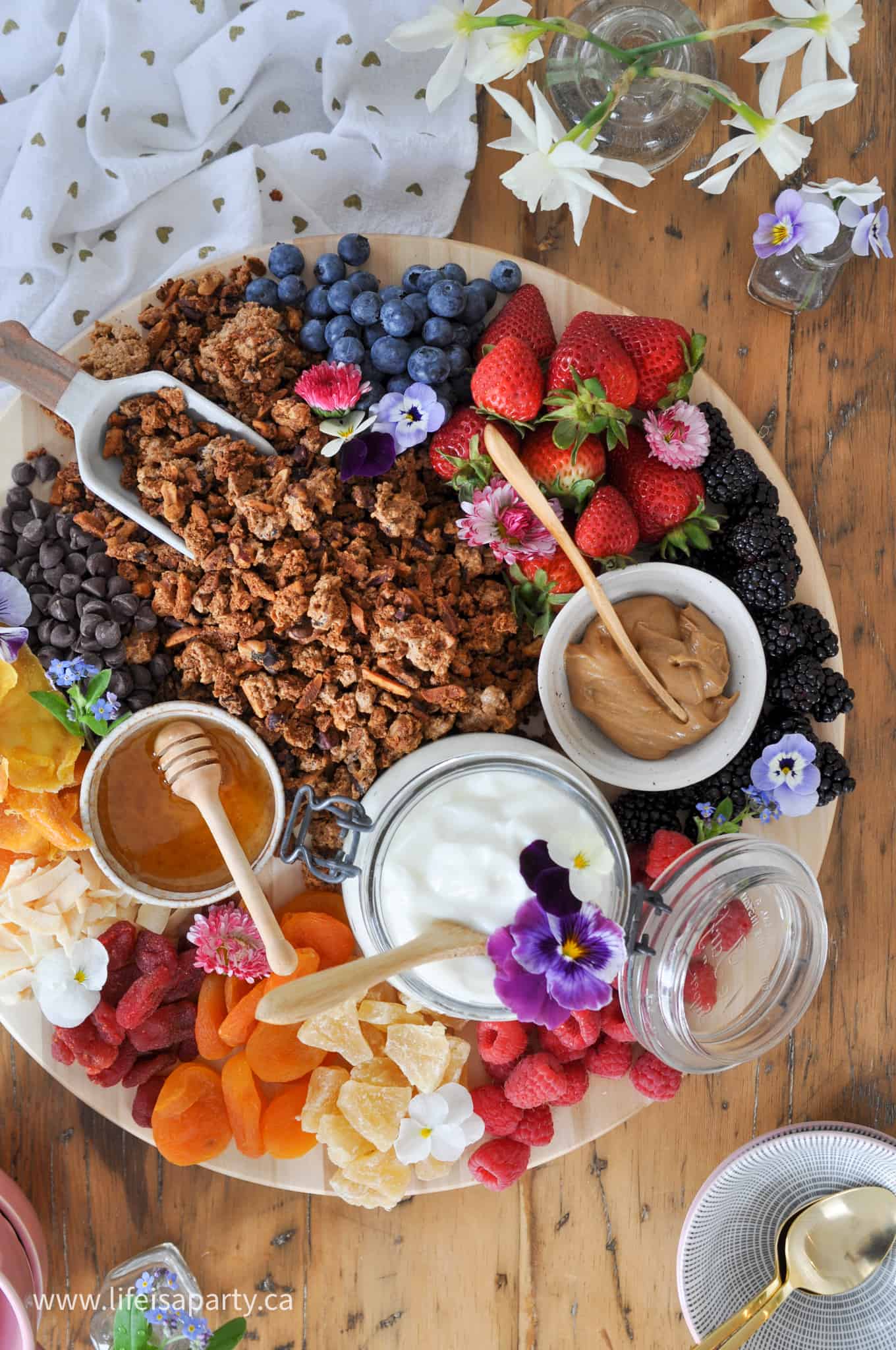 yogurt and granola breakfast board