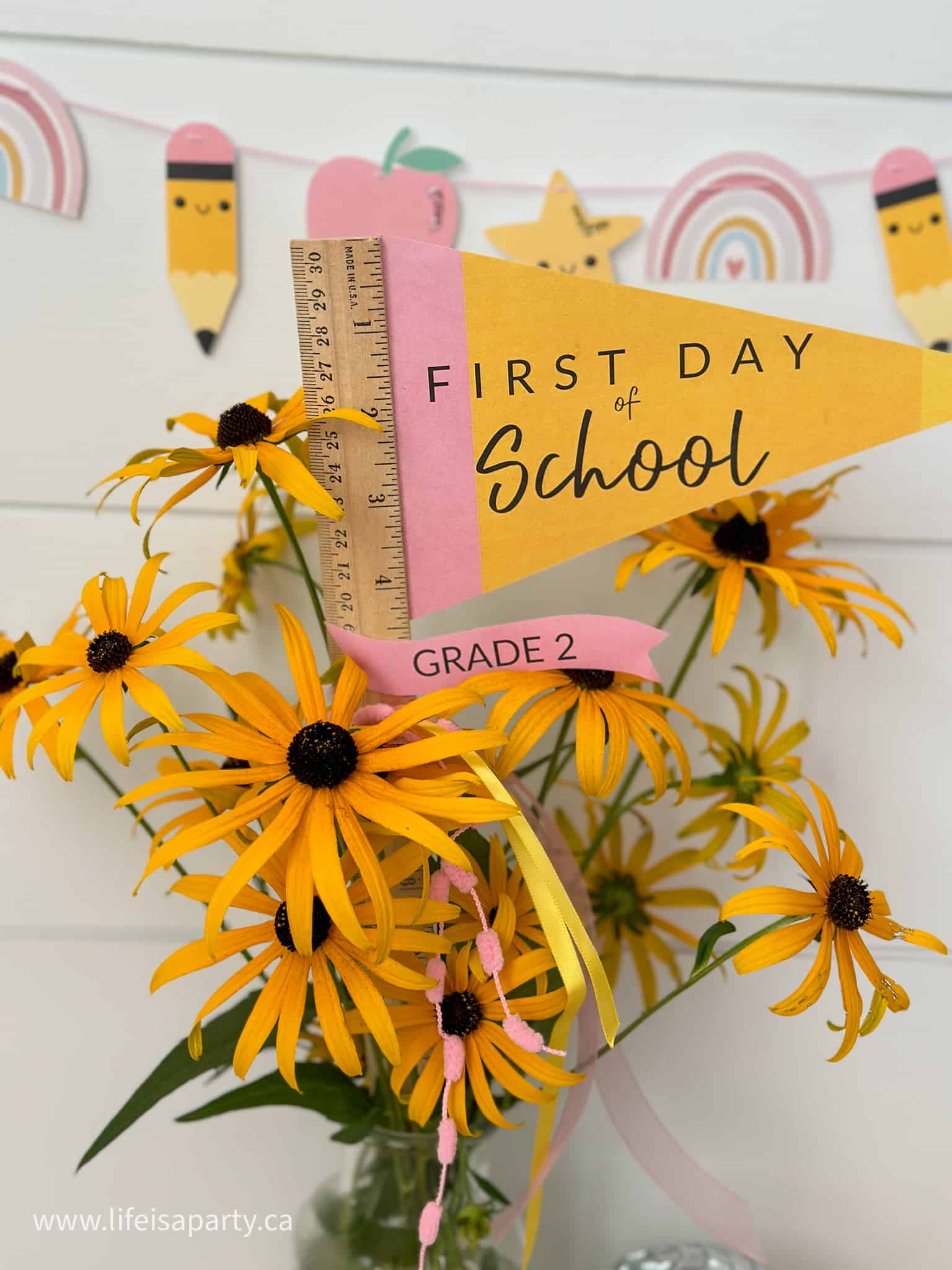 first day of school sign flag