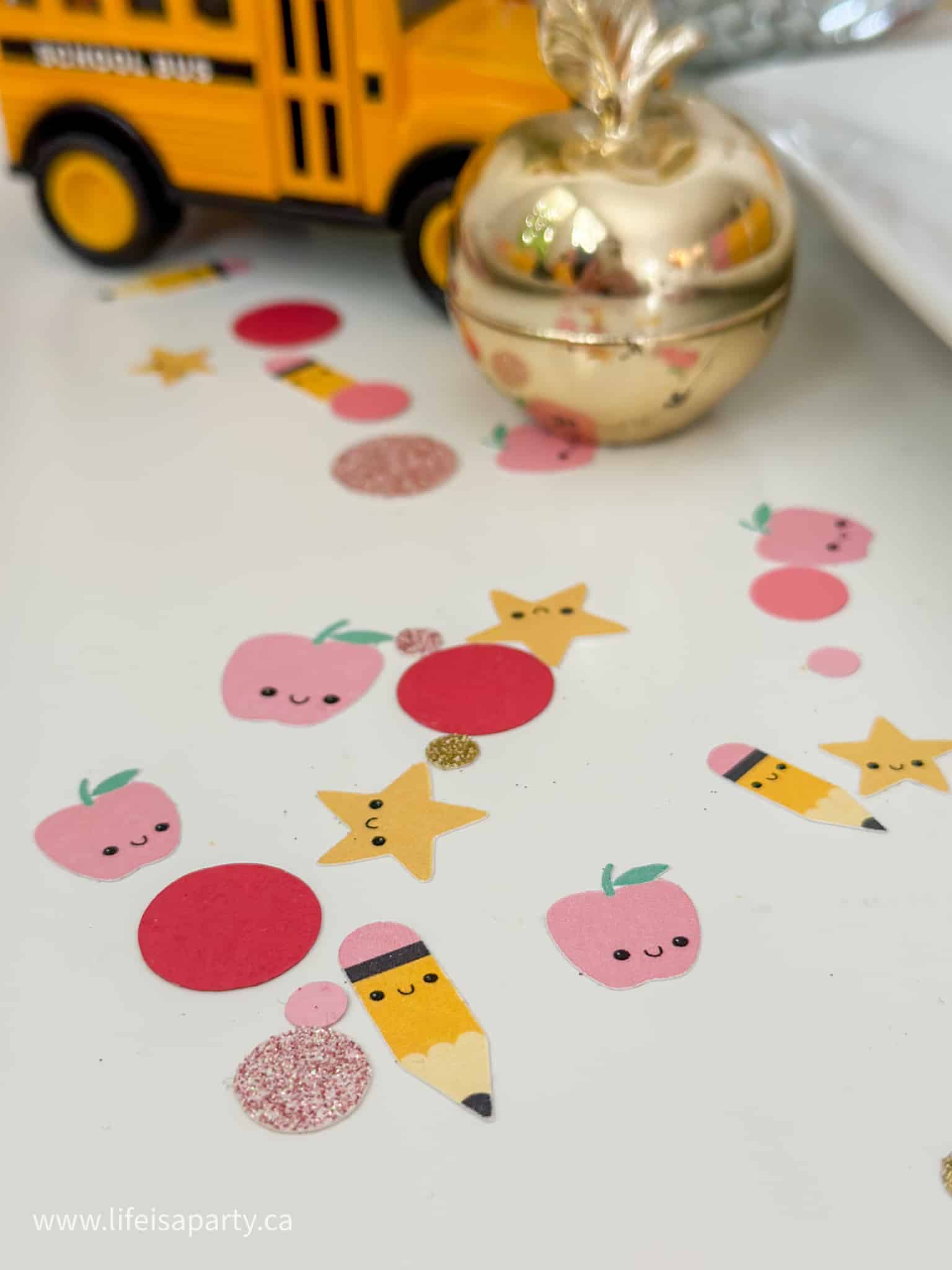 back to school confetti table scatter