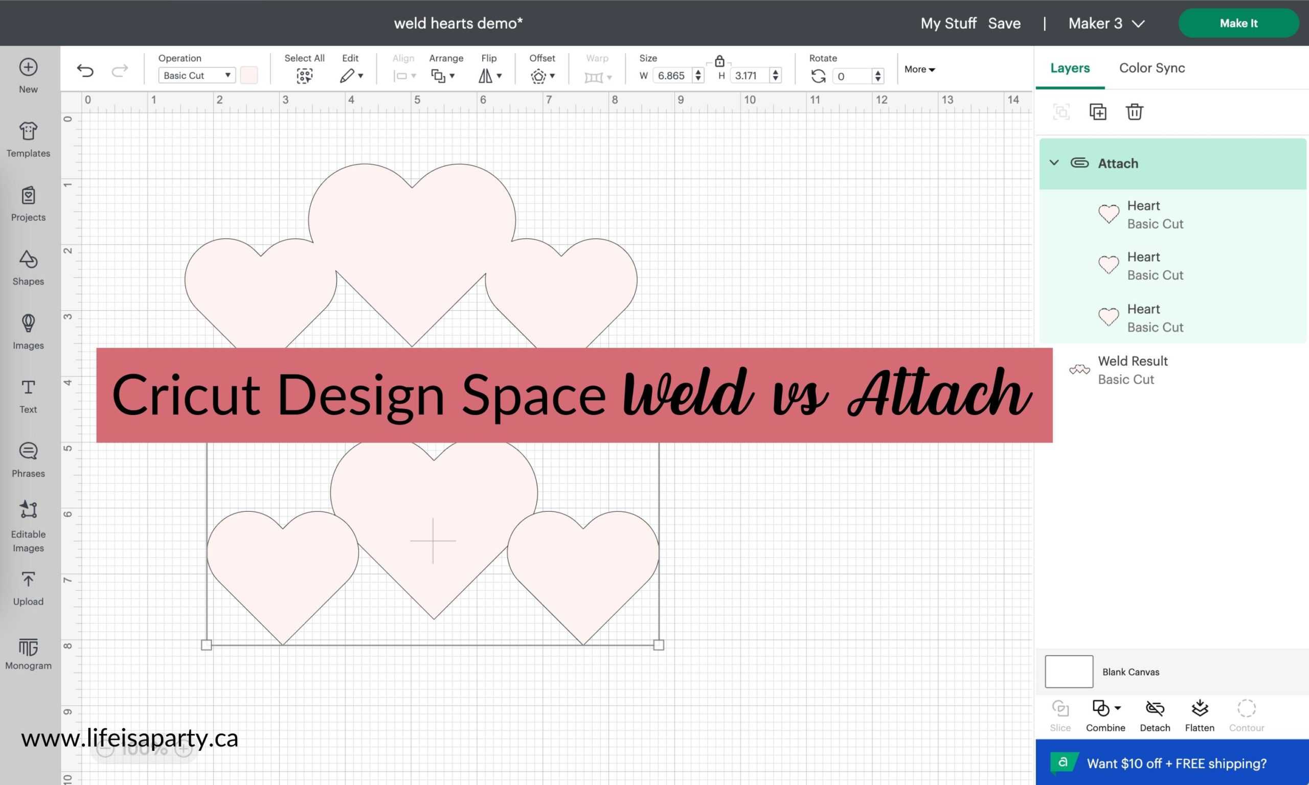 Cricut Design Space Weld vs Attach
