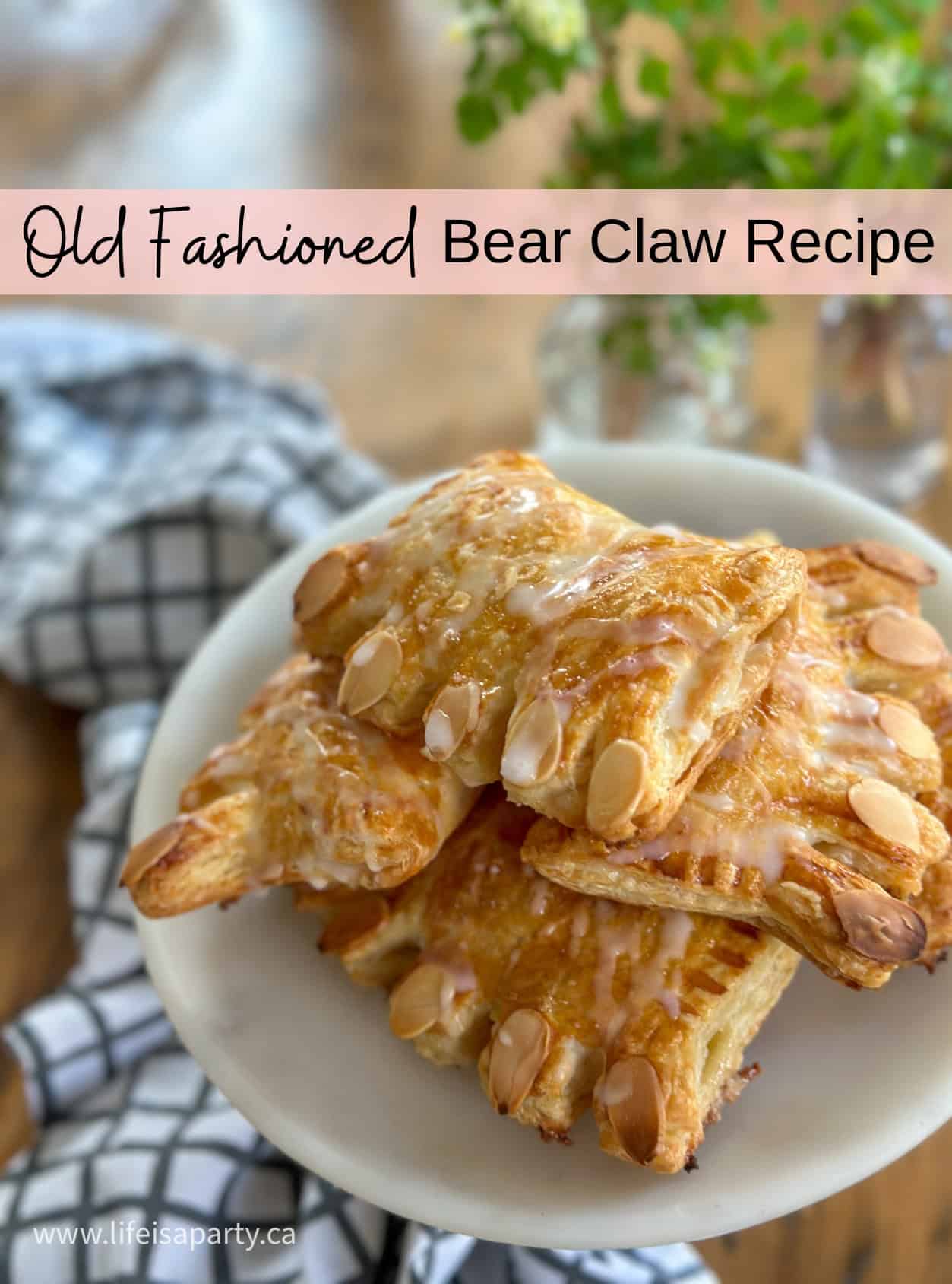 how to make old fashioned bear claw pastries with almond filling