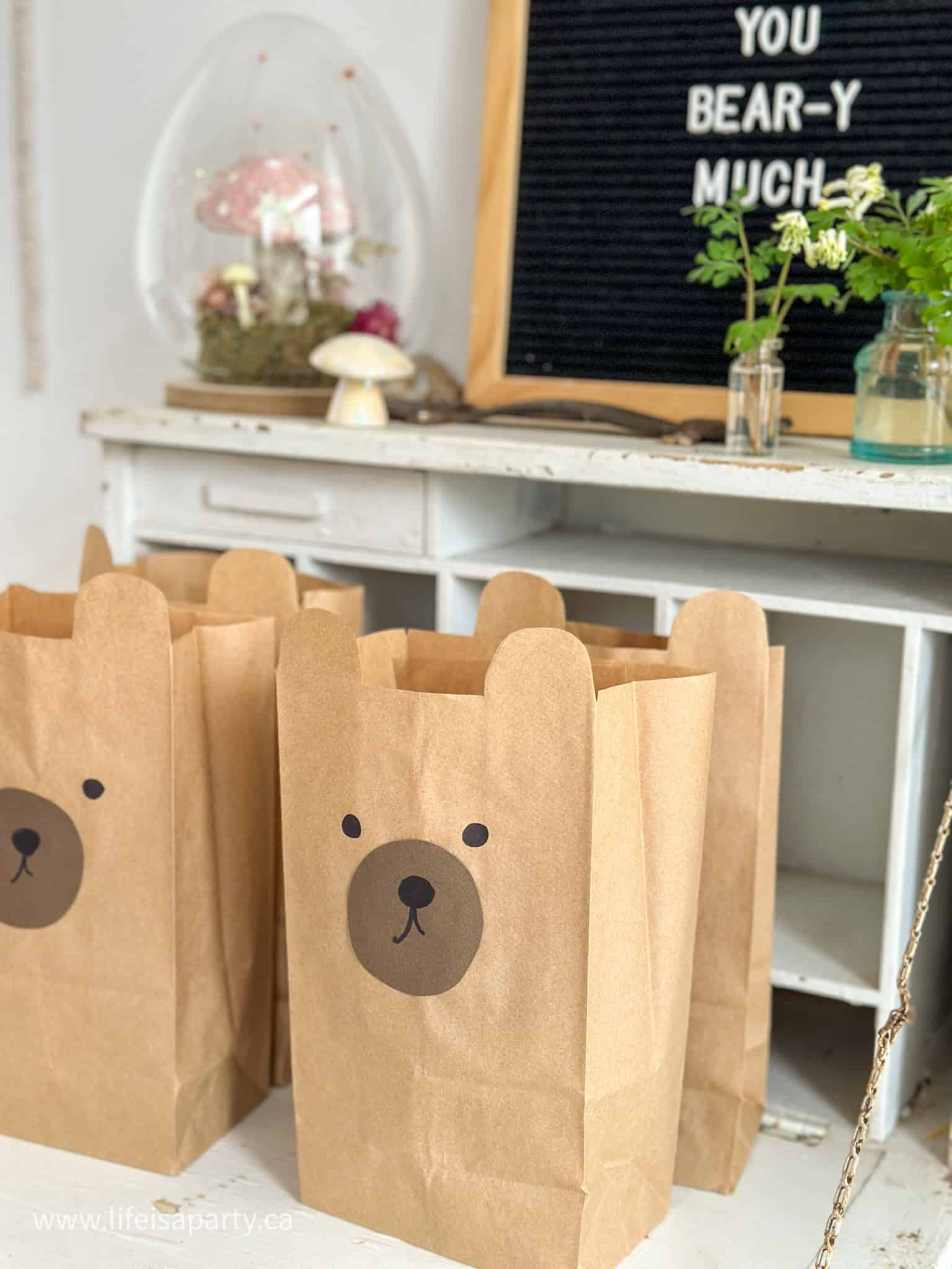 teddy bear party DIY favour bags