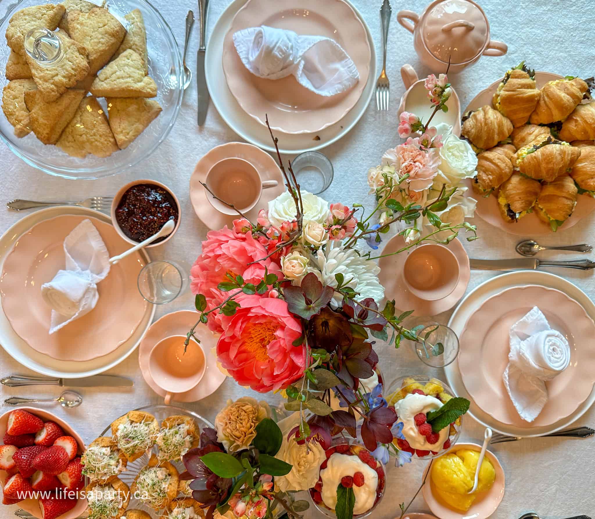 tea party pink tablescape