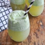 Easy green and foamy wamp water punch in a glass.