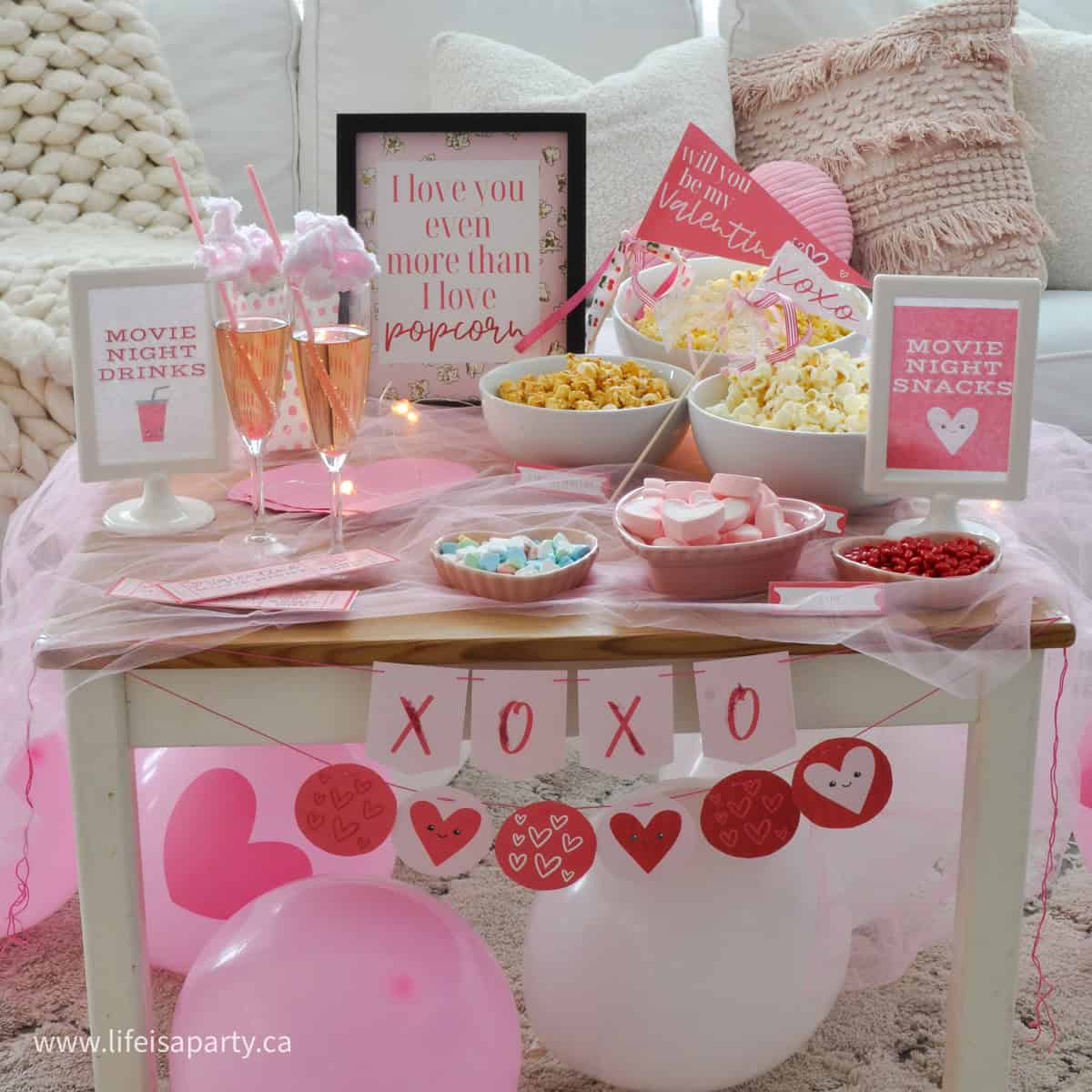 Valentine's Day Movie Night free printables