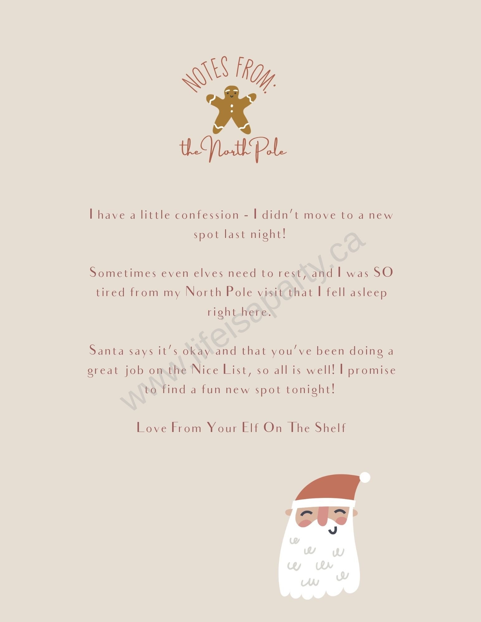 Free printble elf on the shelf letter from elf who forgot to move last night.