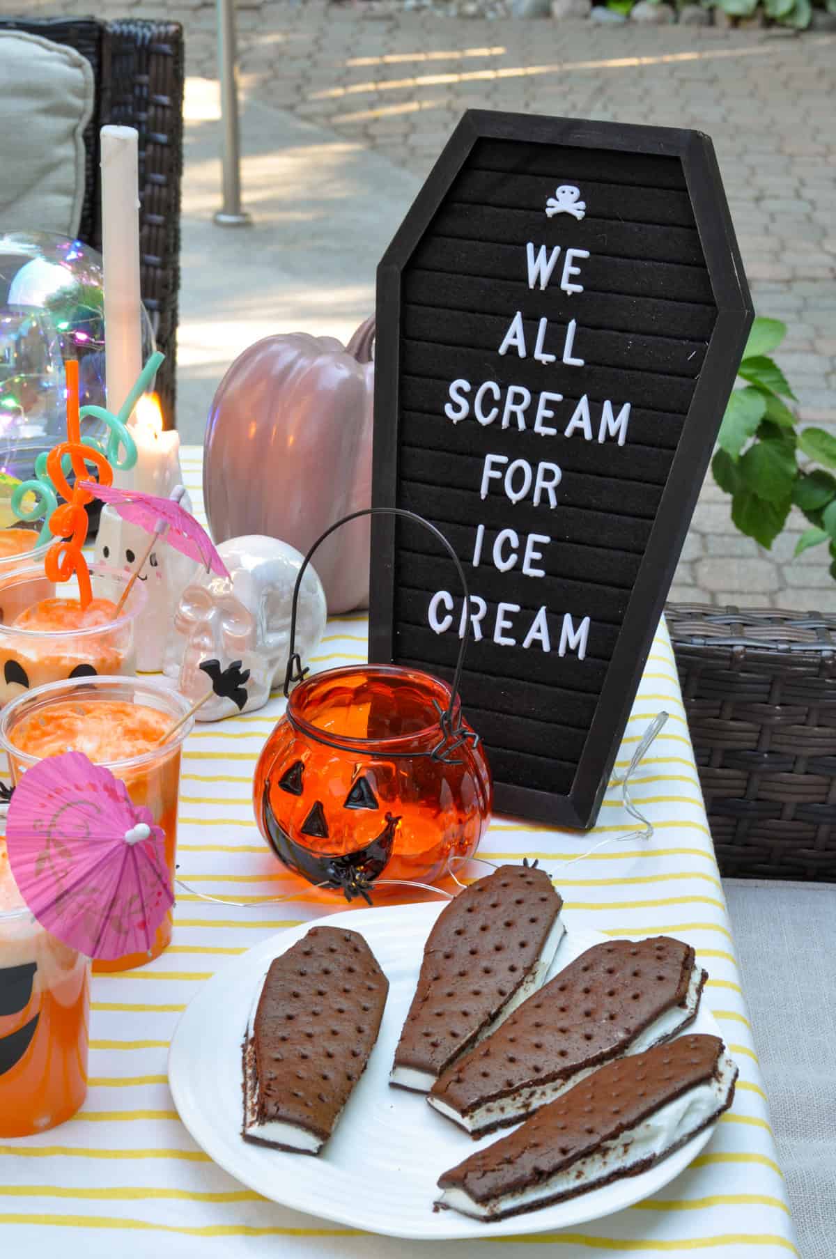 Summerween ice cream sandwich coffin desserts.