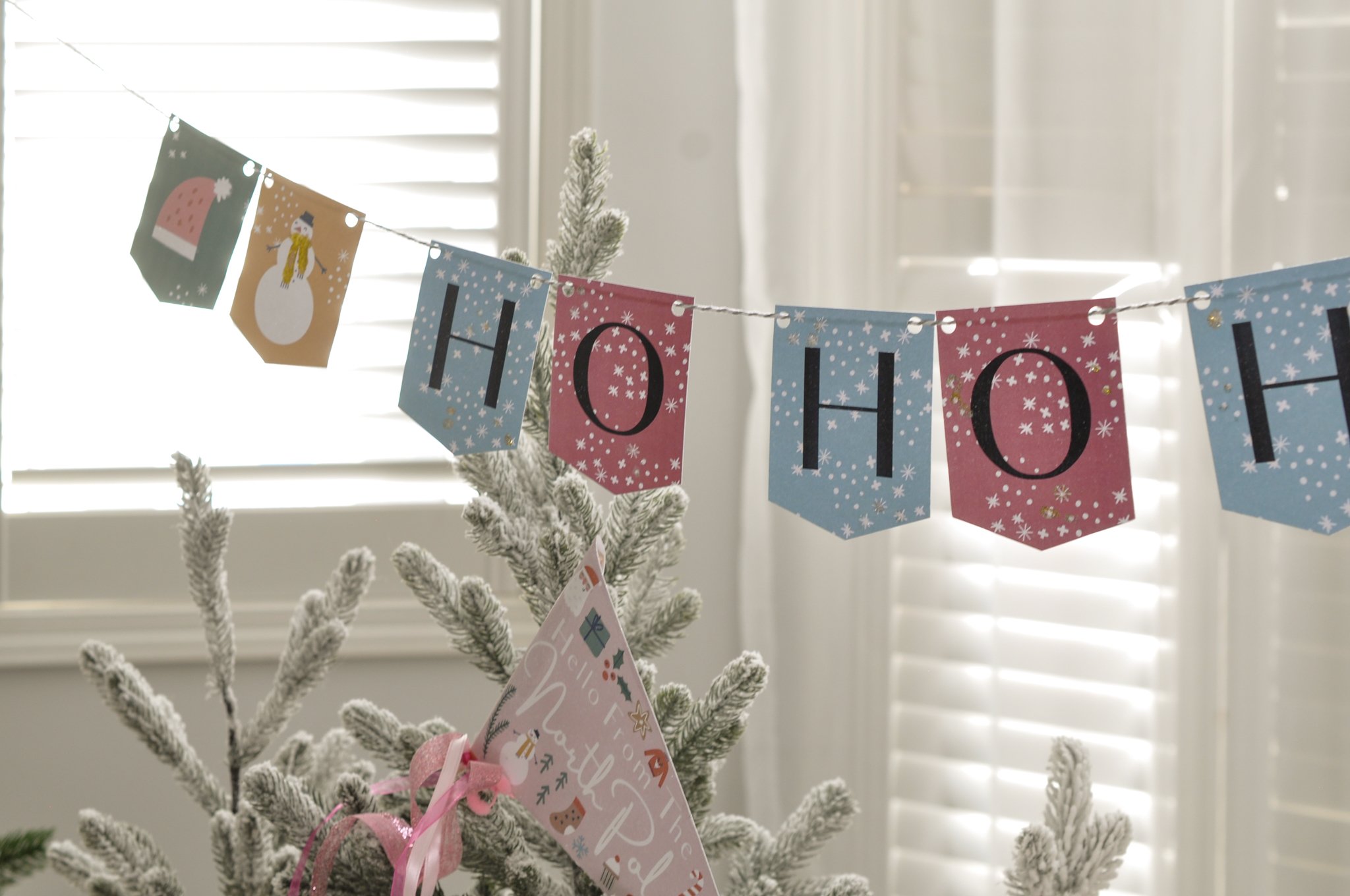 Ho Ho Ho printable paper banner for elf on the shelf welcome breakfast.