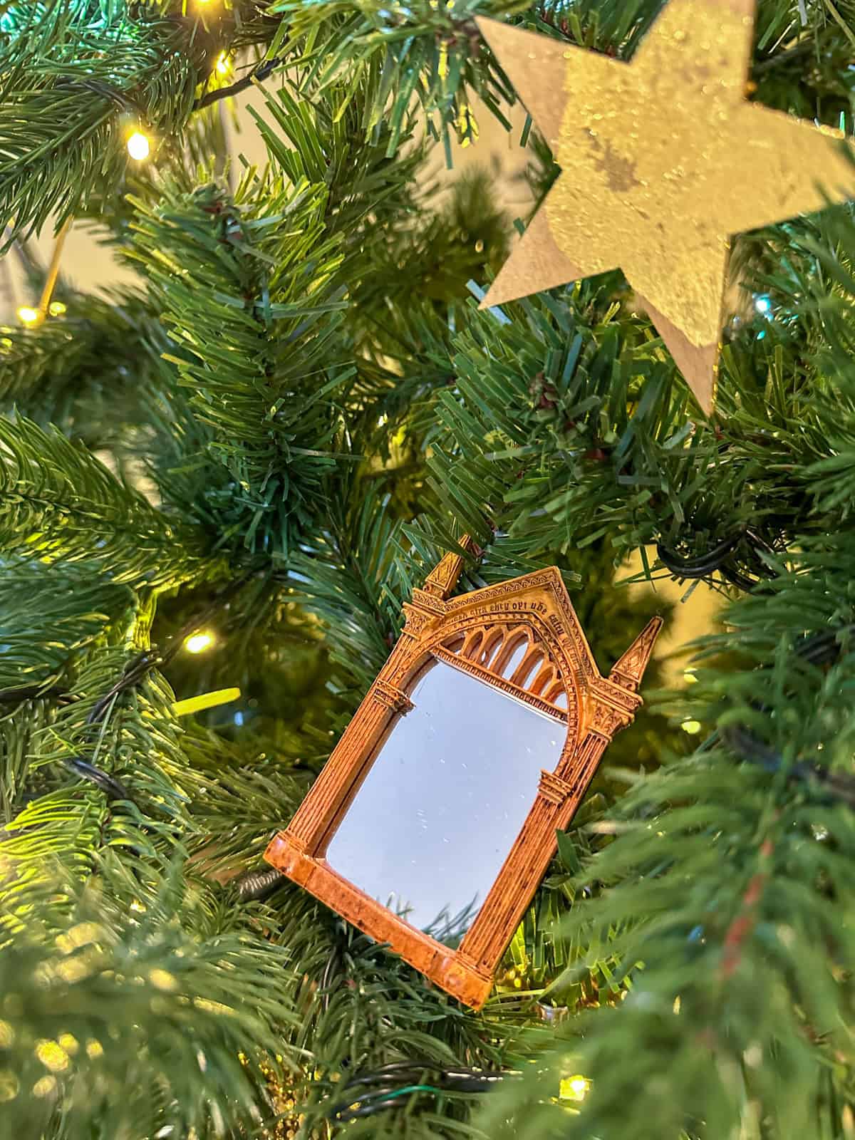 Miniature Mirror of Erised on a Harry Potter themed Christmas tree.